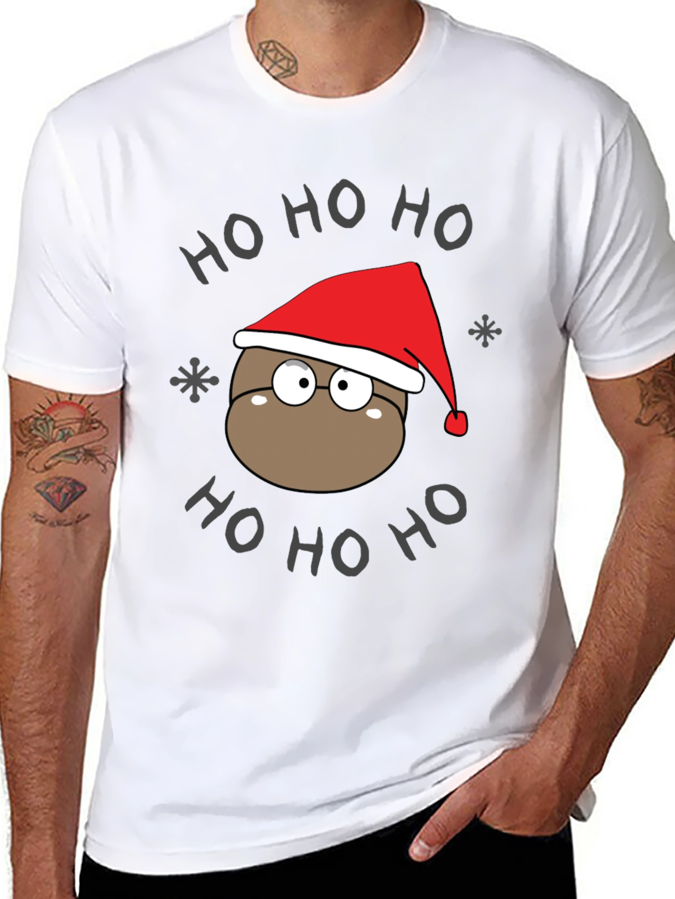 Ho Ho Ho Holiday T-Shirt - Cute Cartoon Santa