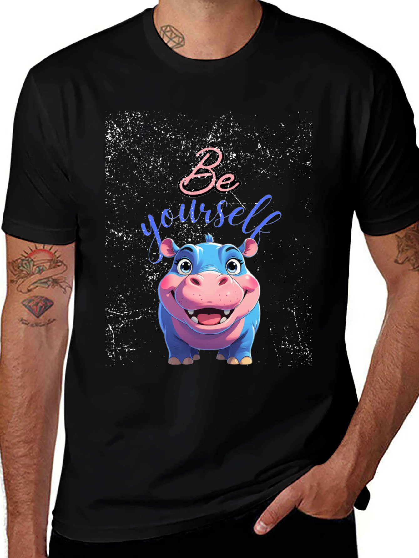 Be Yourself Hippo Tee - Unique Graphic T-Shirt
