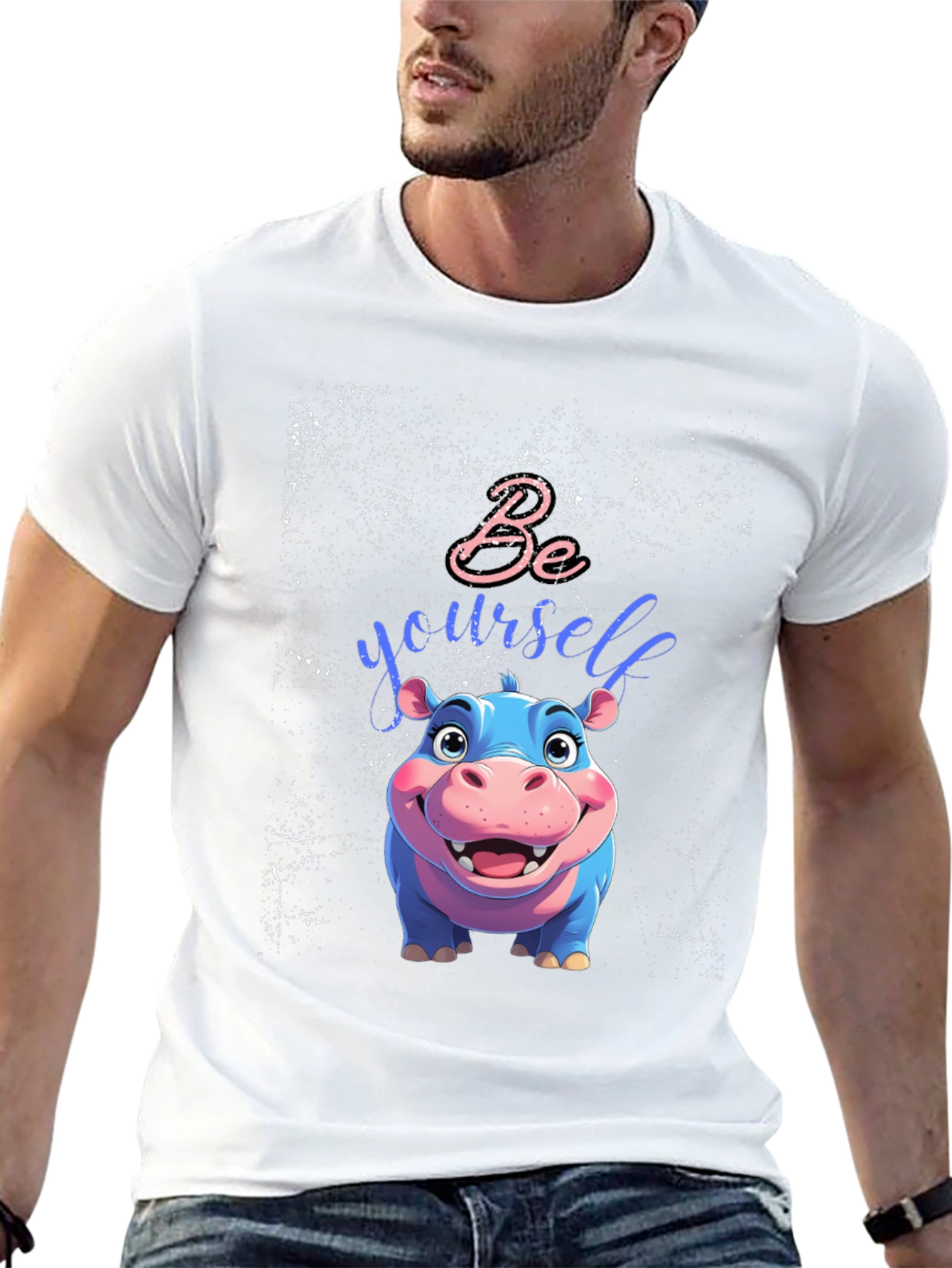 Be Yourself Hippo Tee - Unique Graphic T-Shirt