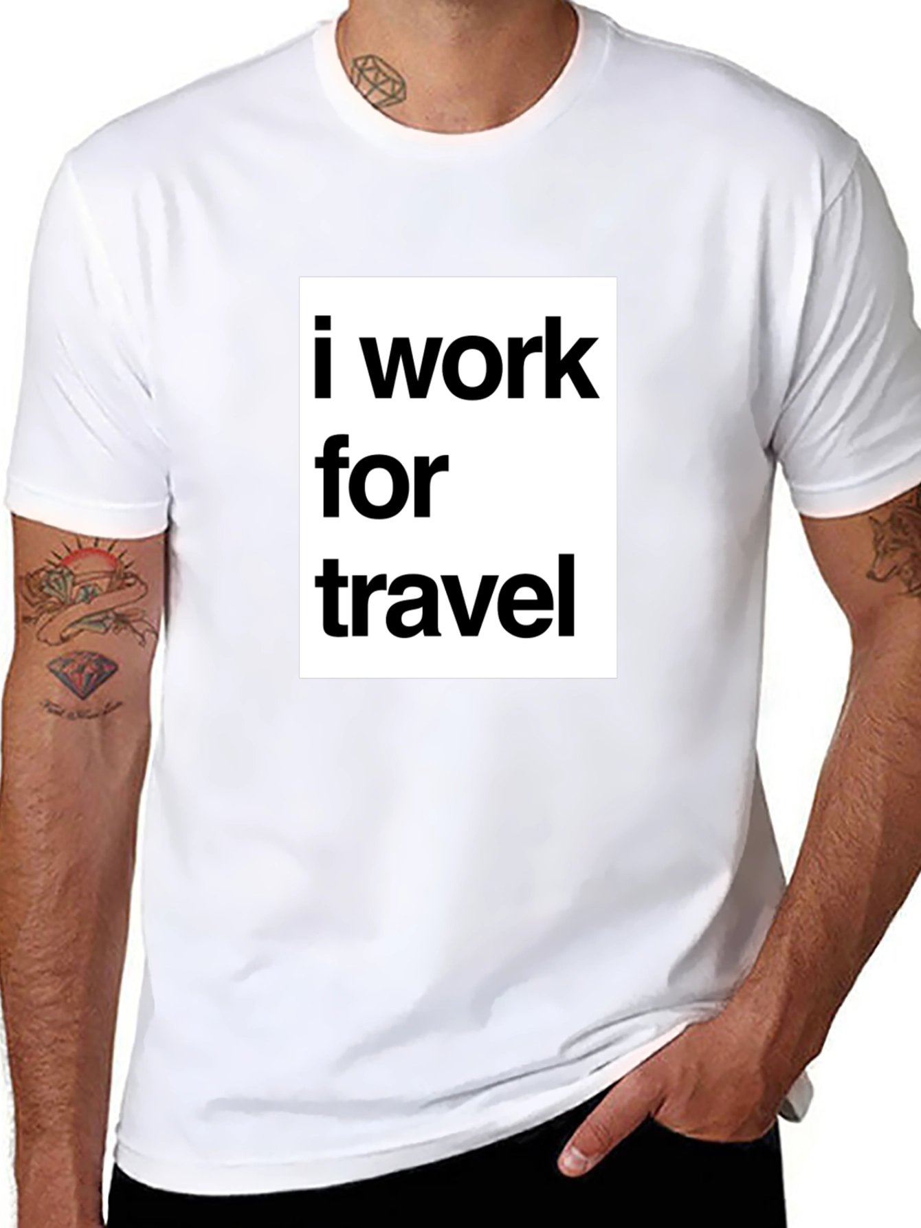 I Work for Travel Black Graphic T-Shirt
