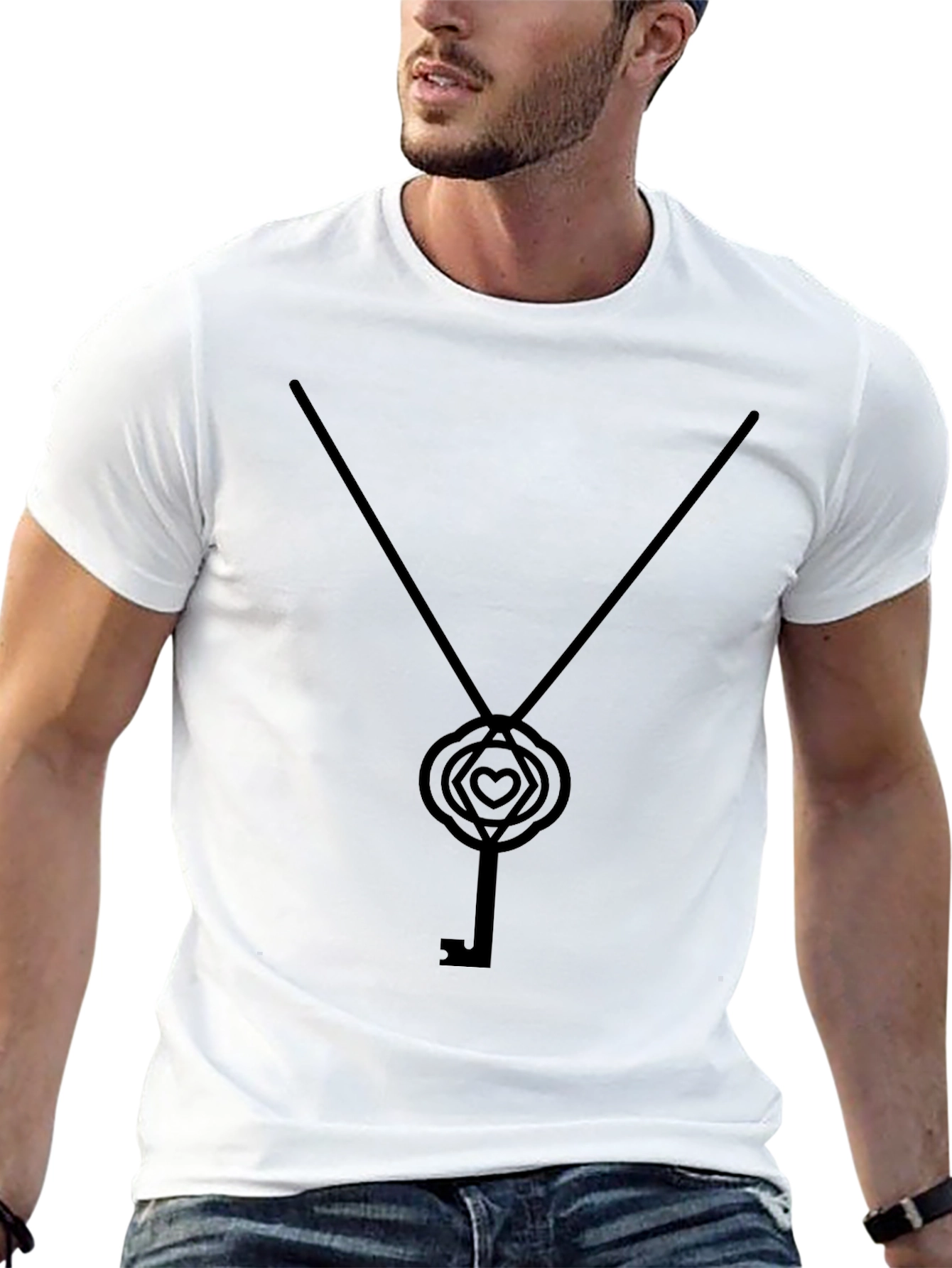 Heart Key Graphic Black T-Shirt