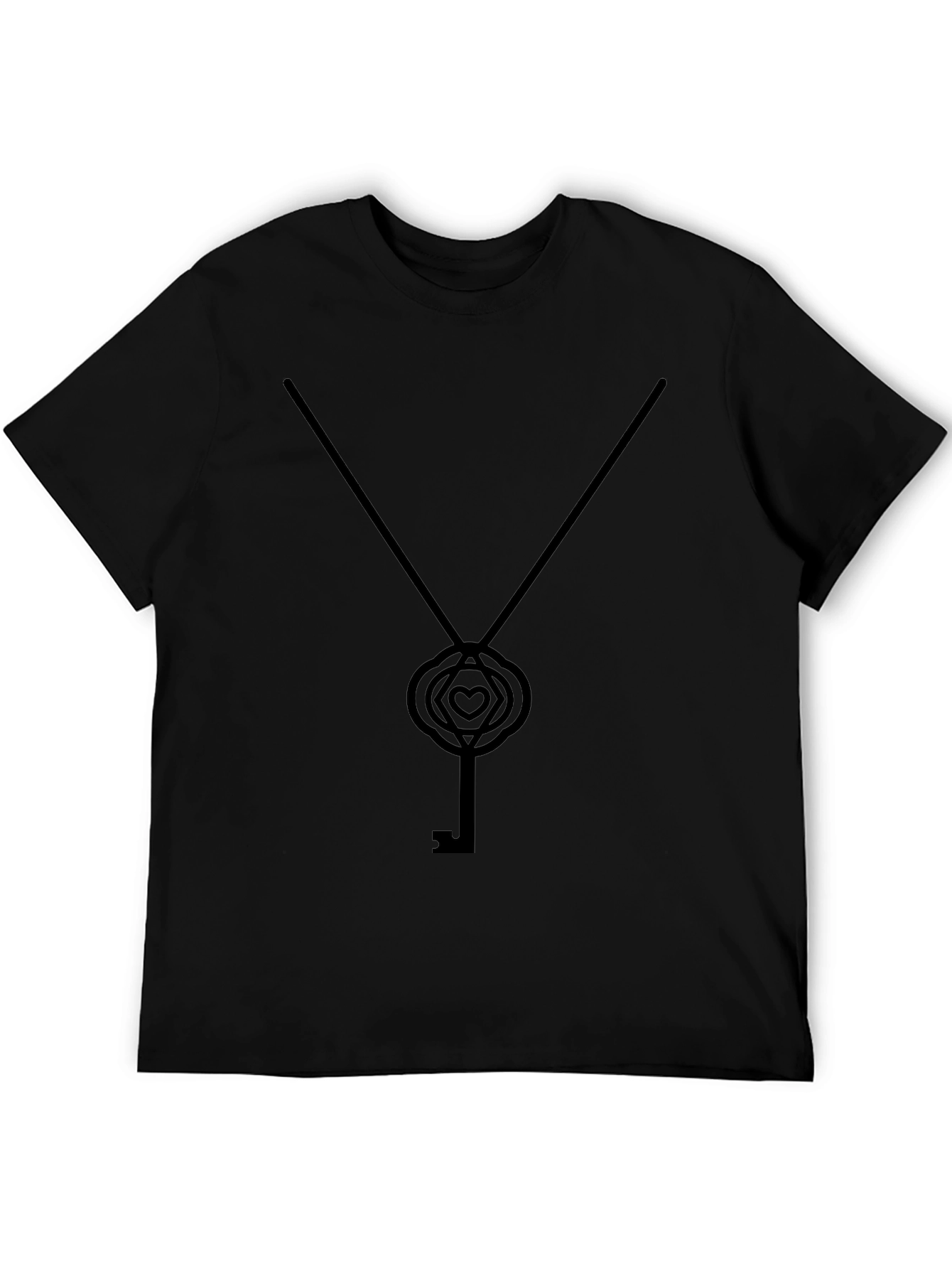 Heart Key Graphic Black T-Shirt