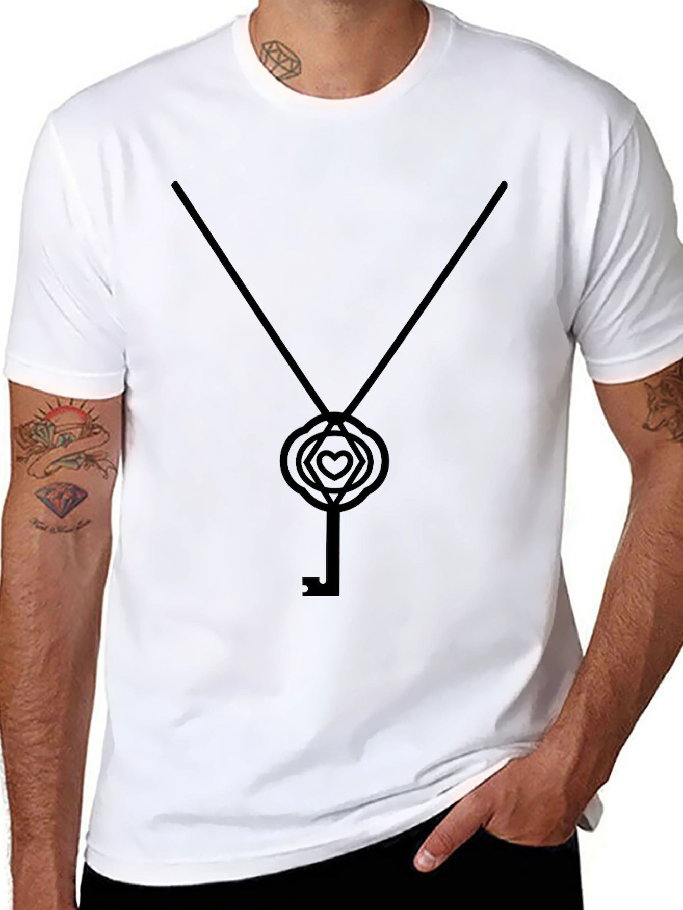 Heart Key Graphic Black T-Shirt