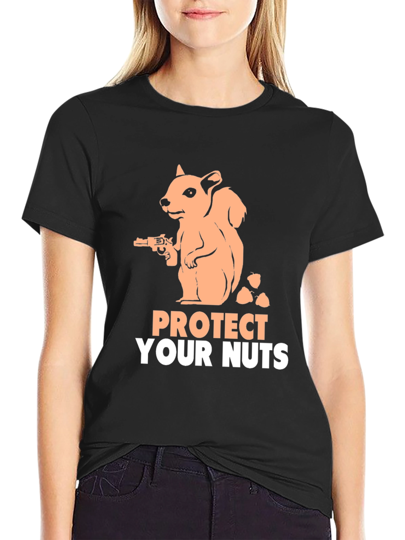Protect Your Nuts T-Shirt Funny Squirrel Gun Tee