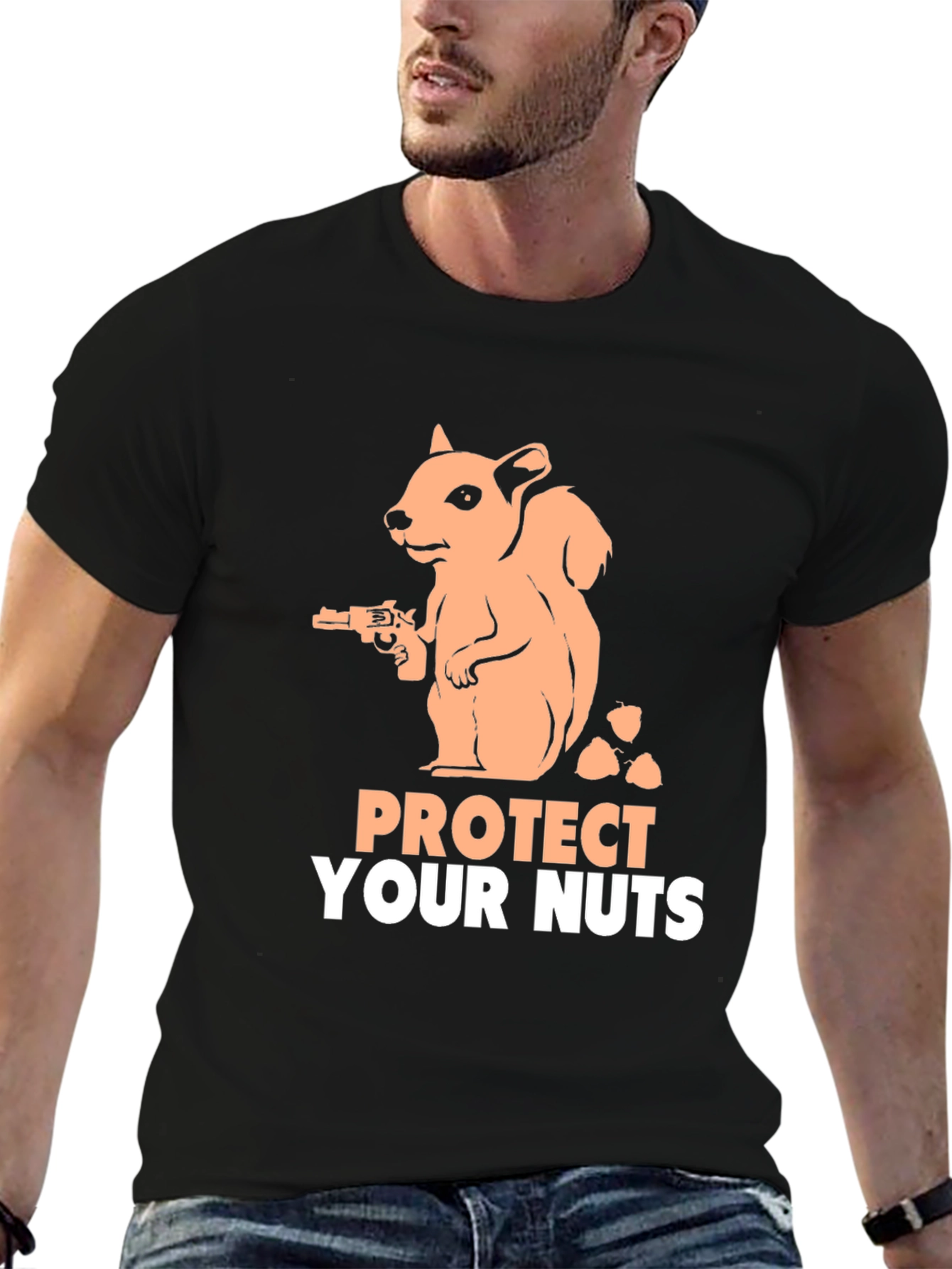 Protect Your Nuts T-Shirt Funny Squirrel Gun Tee