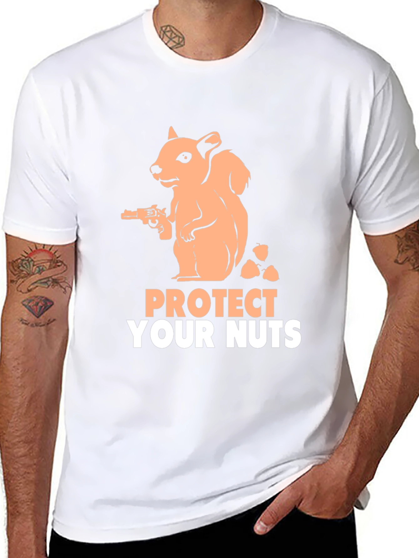 Protect Your Nuts T-Shirt Funny Squirrel Gun Tee
