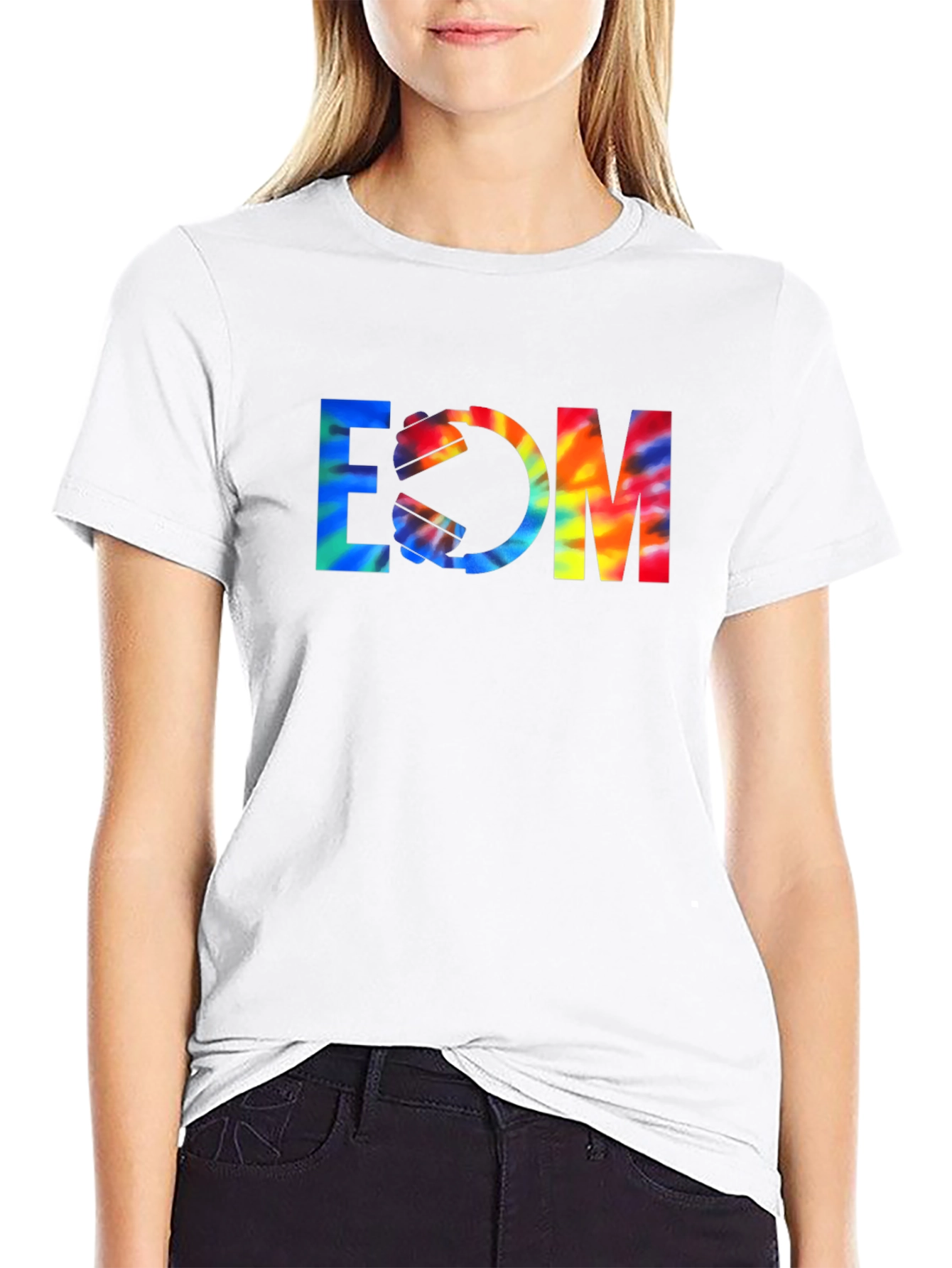 EDM Tie-Dye Graphic Black T-Shirt