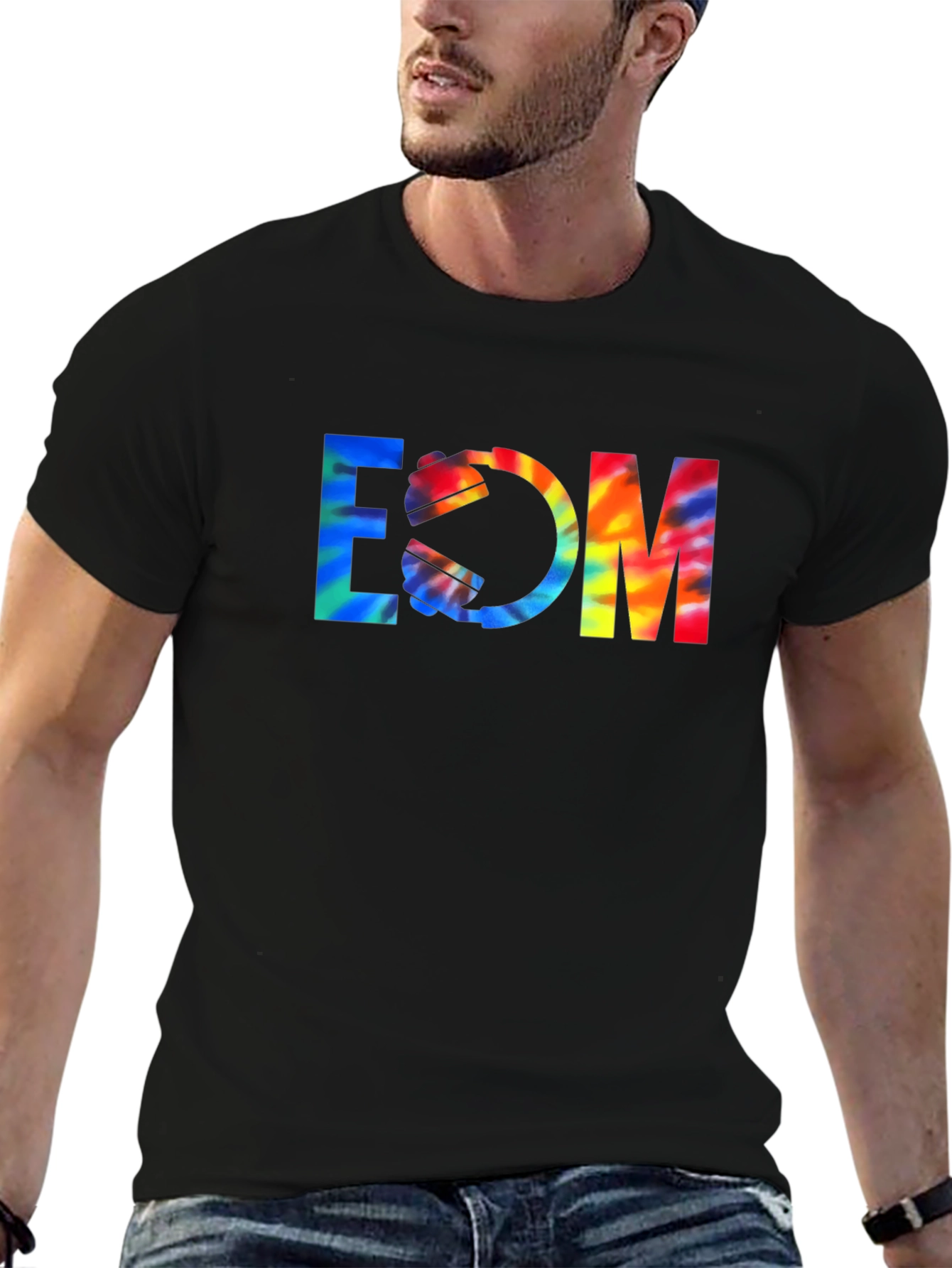 EDM Tie-Dye Graphic Black T-Shirt