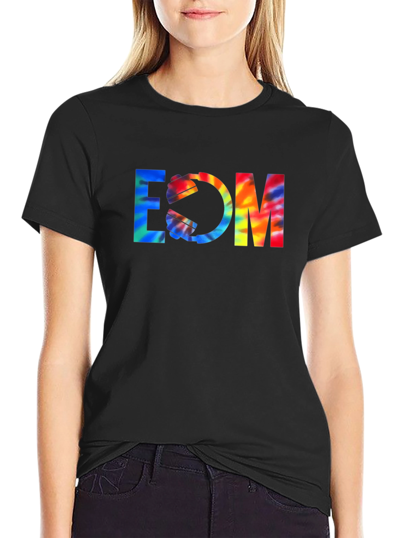 EDM Tie-Dye Graphic Black T-Shirt
