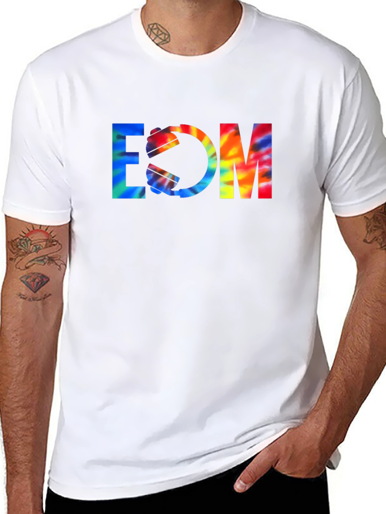 EDM Tie-Dye Graphic Black T-Shirt