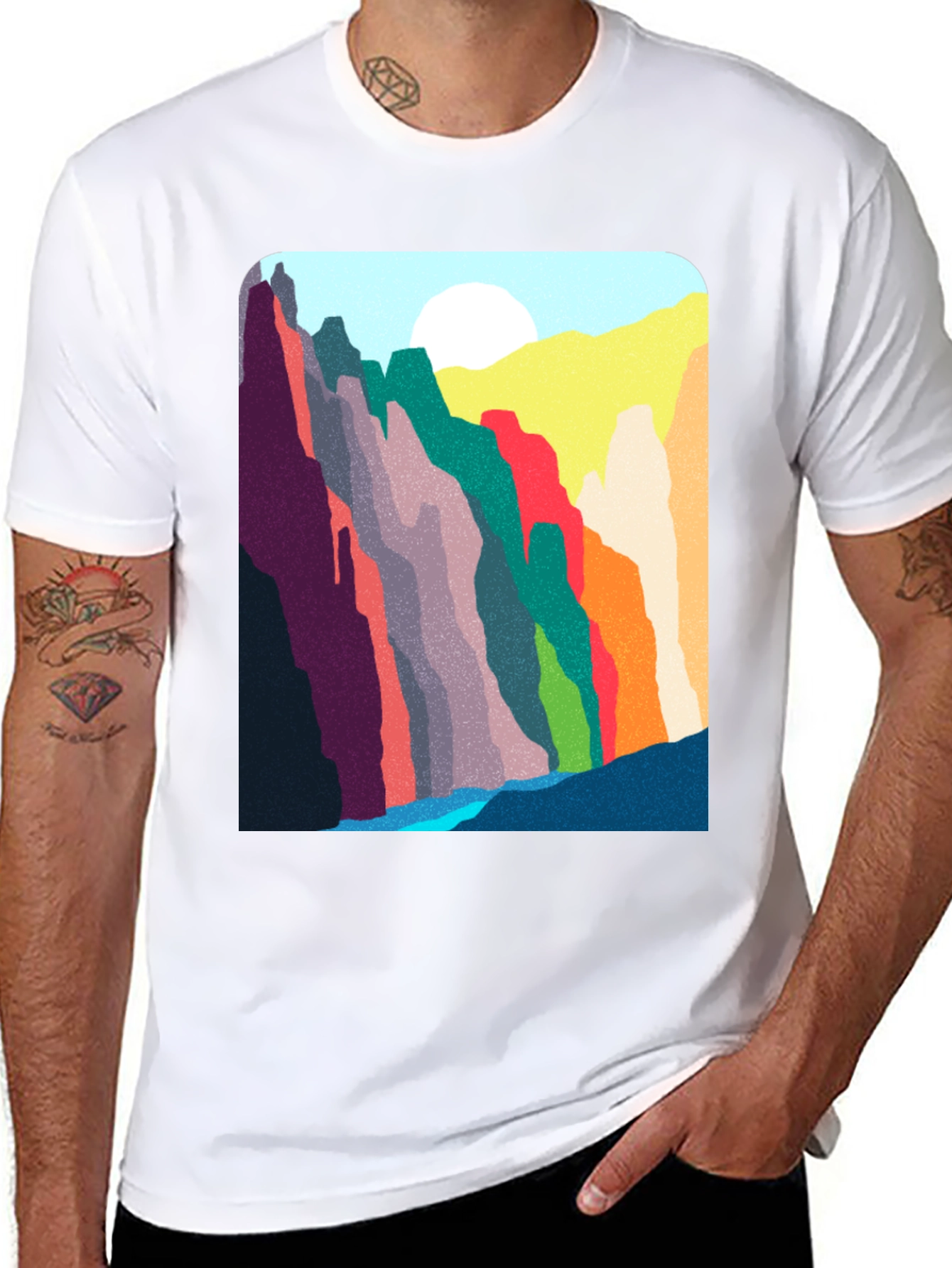 Abstract Mountain Range Graphic T-Shirt