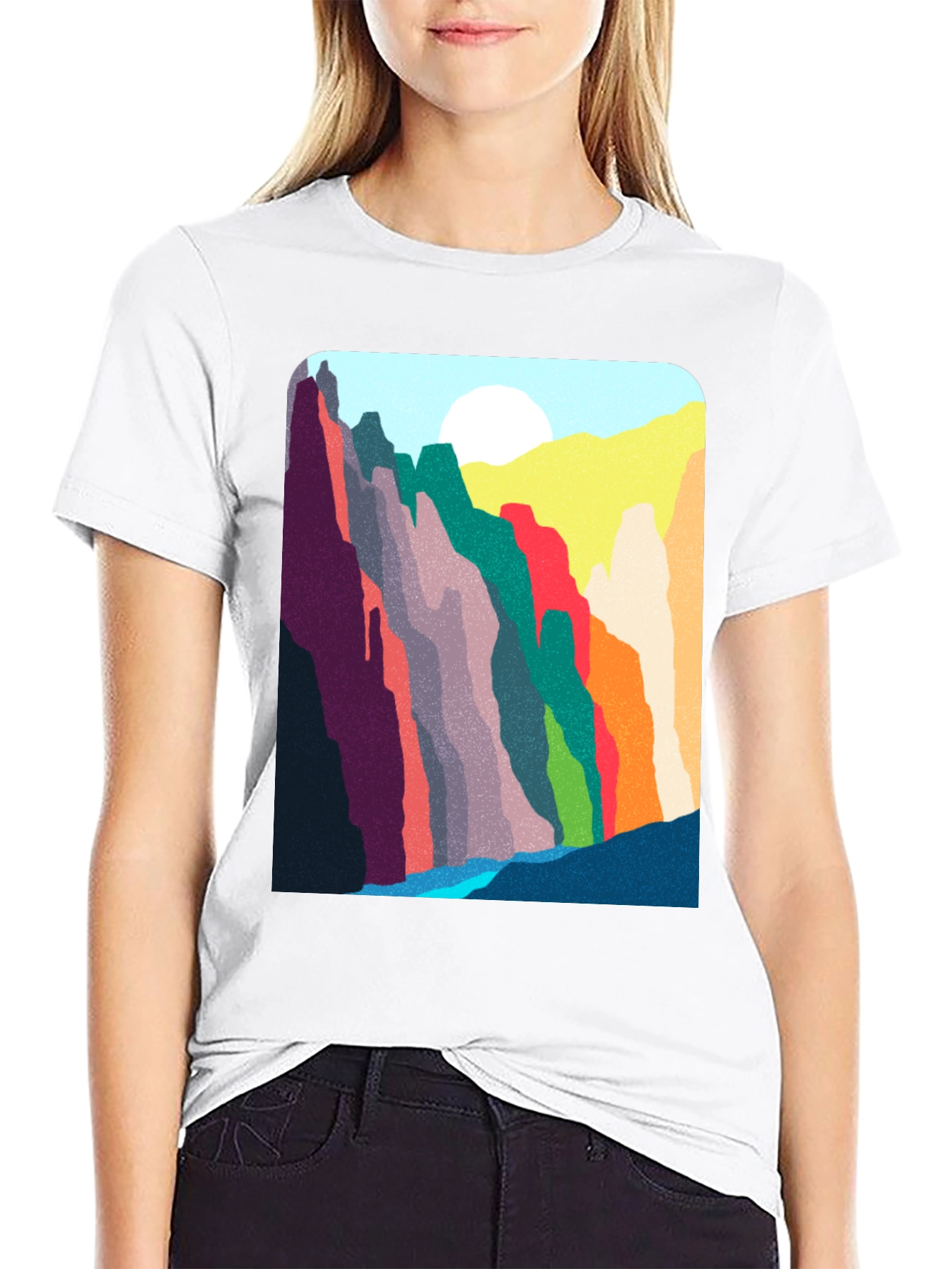 Abstract Mountain Range Graphic T-Shirt