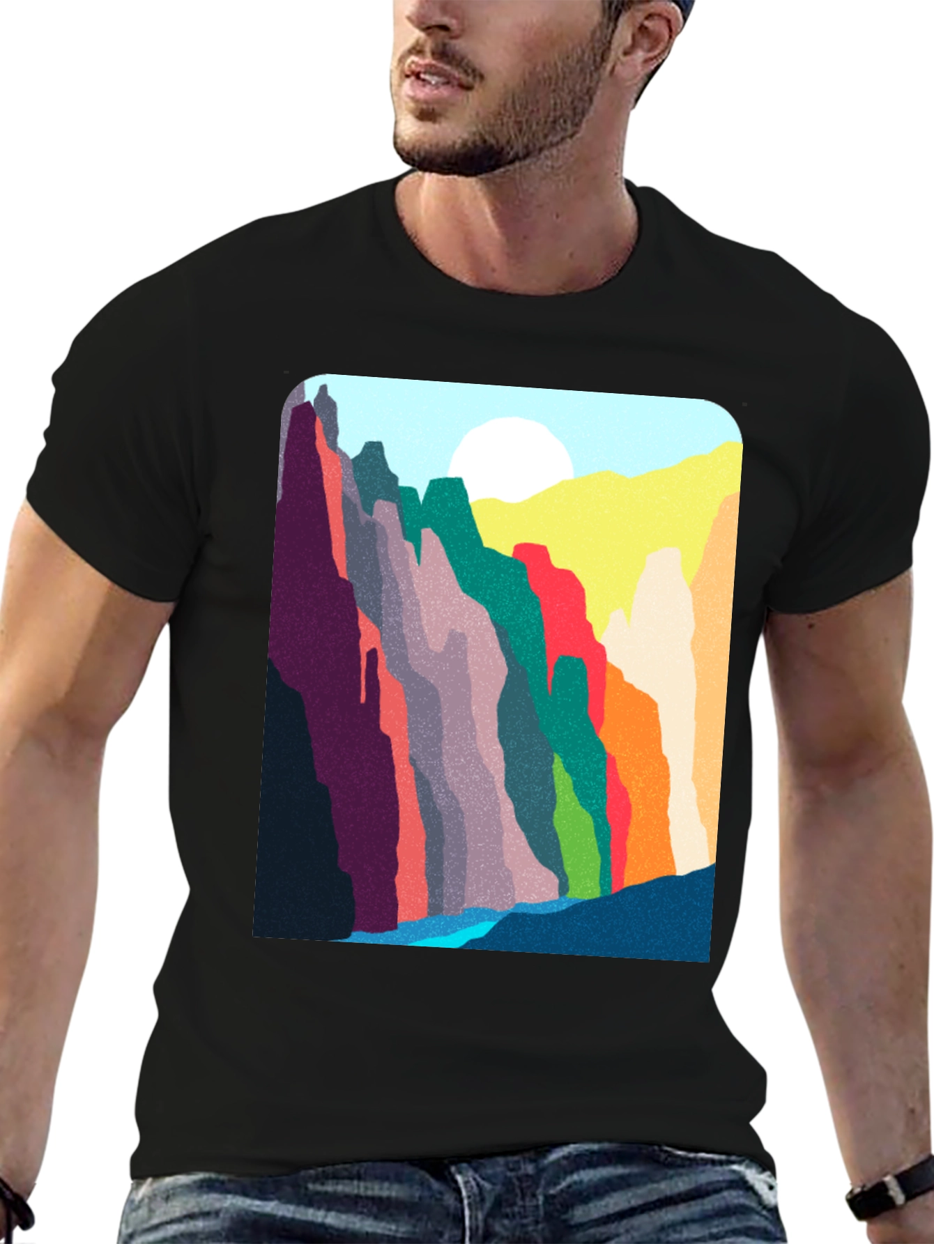 Abstract Mountain Range Graphic T-Shirt