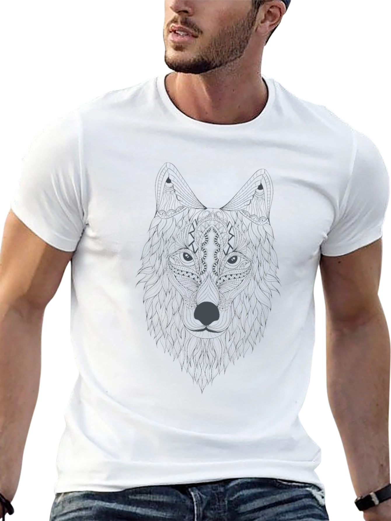 Wolf Graphic Print Tee - Stylish Menswear