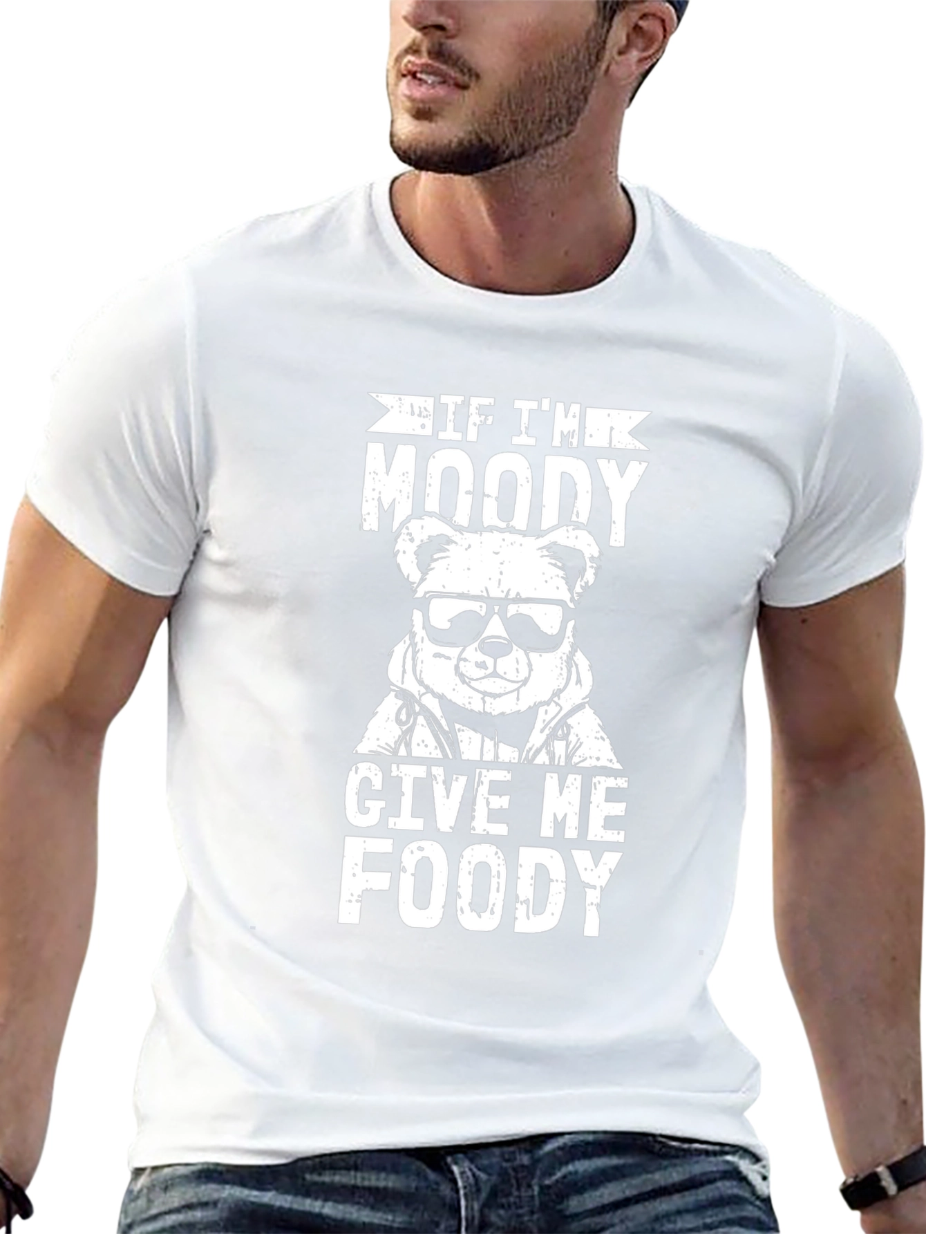 Moody Bear Graphic T-Shirt - Foodie Humor Tee