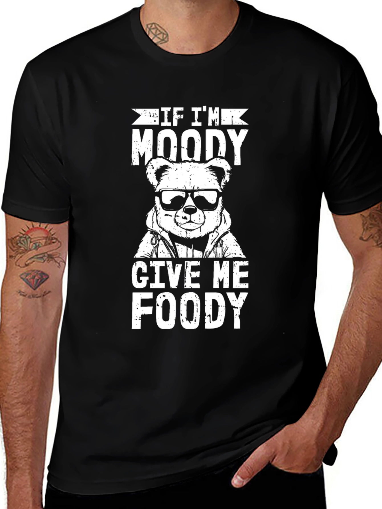 Moody Bear Graphic T-Shirt - Foodie Humor Tee
