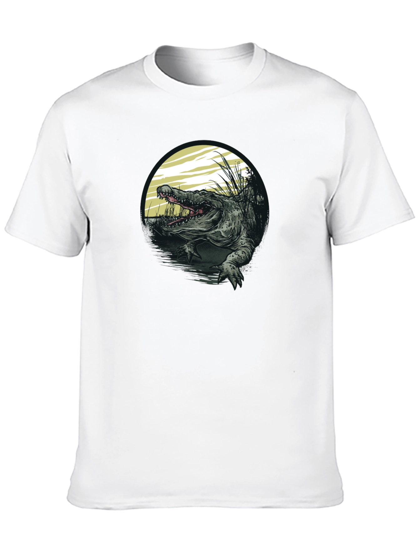 Crocodile Swamp Graphic Tee - Bold Black T-Shirt