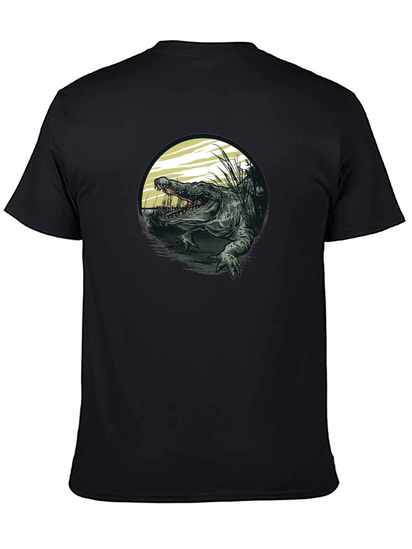 Crocodile Swamp Graphic Tee - Bold Black T-Shirt