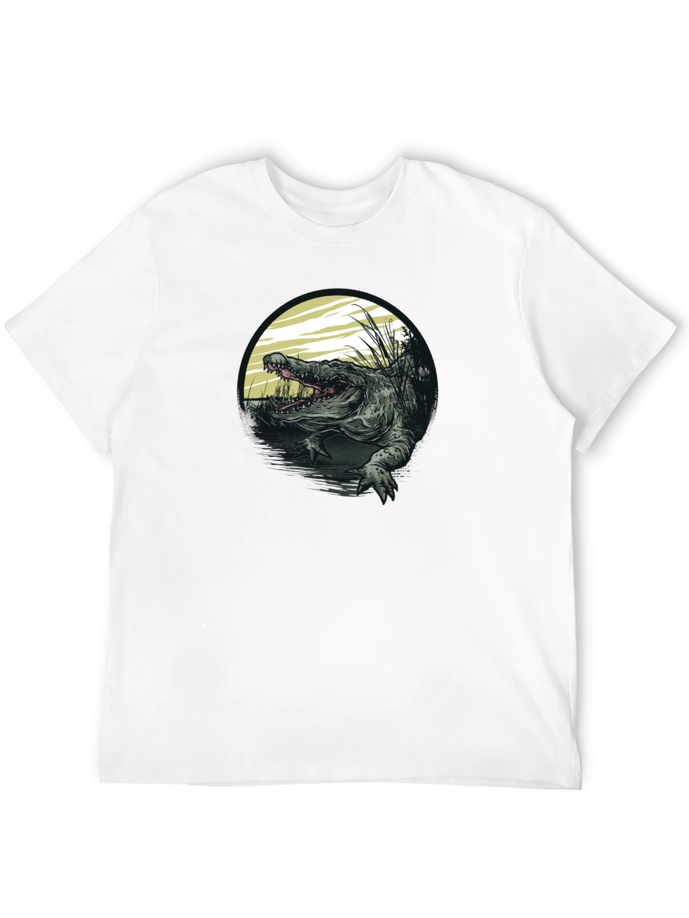 Crocodile Swamp Graphic Tee - Bold Black T-Shirt