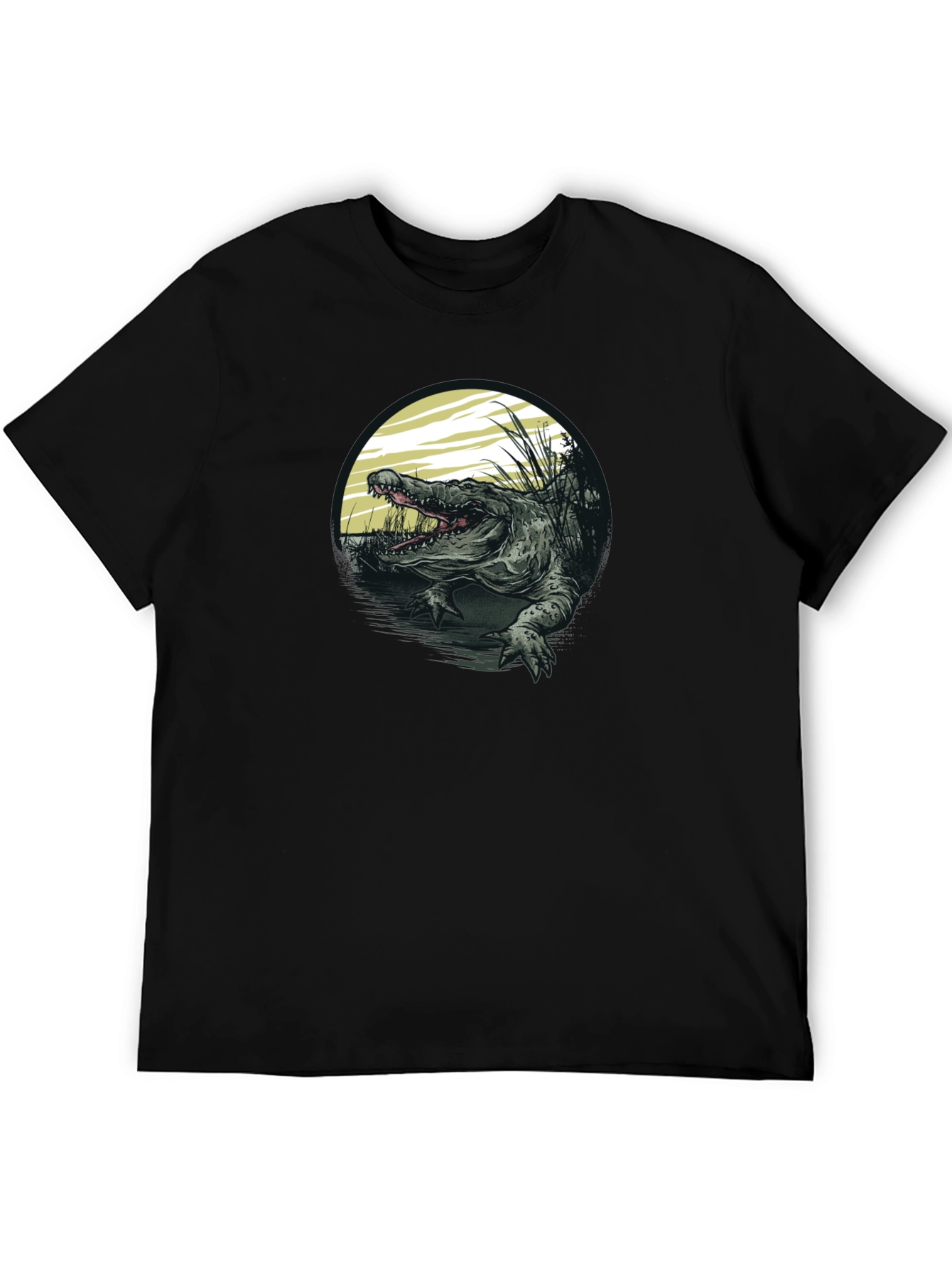 Crocodile Swamp Graphic Tee - Bold Black T-Shirt