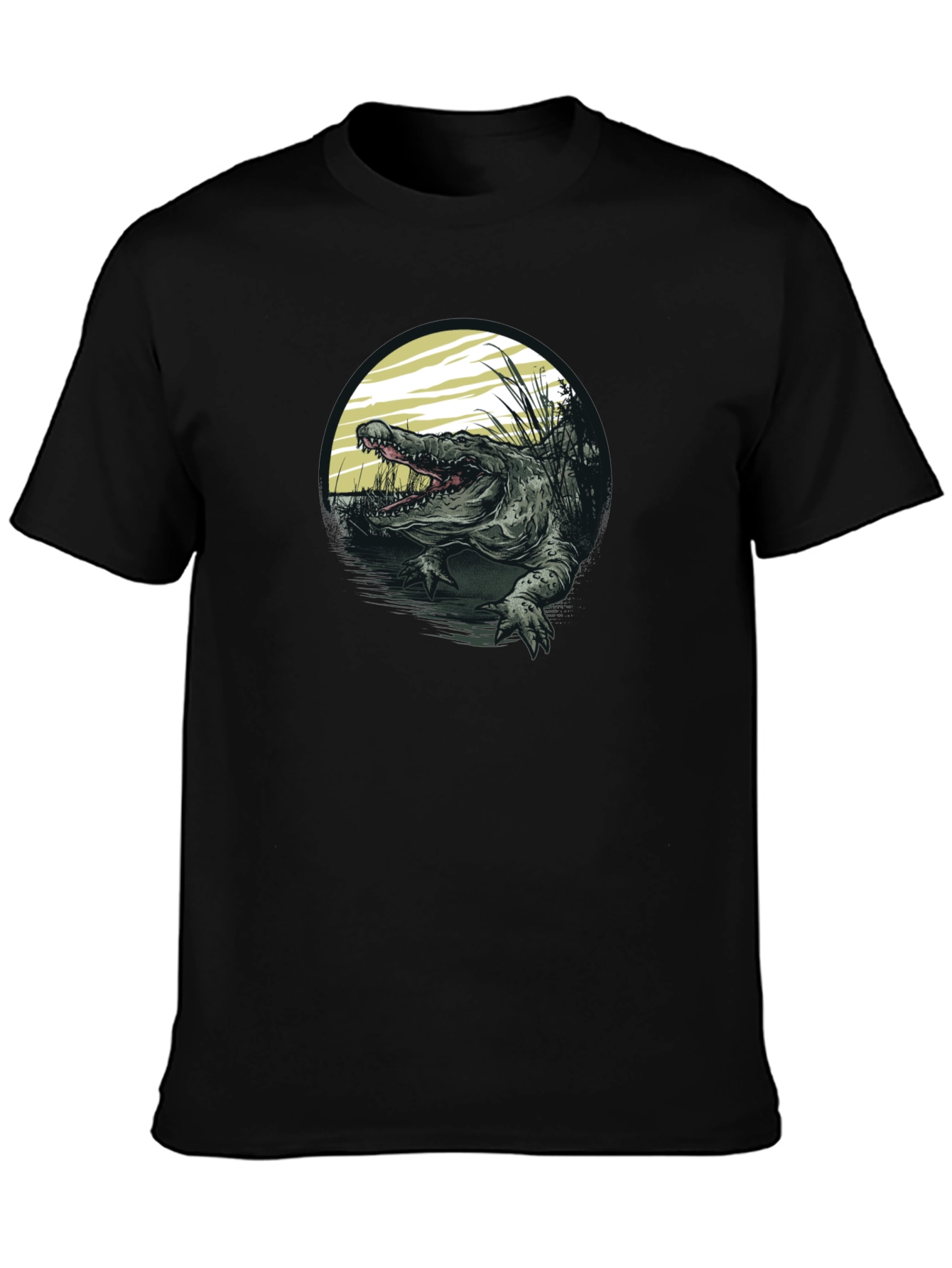 Crocodile Swamp Graphic Tee - Bold Black T-Shirt