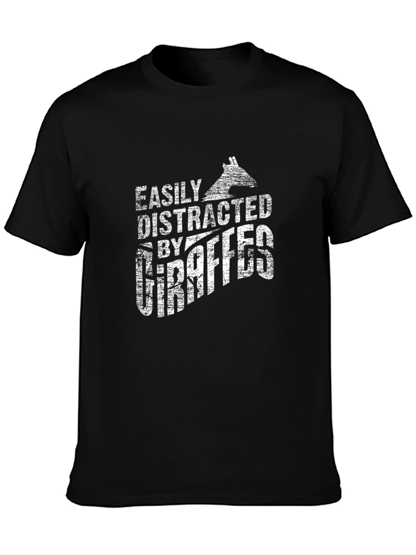 Easily Distracted by Giraffes Graphic Tee - Black