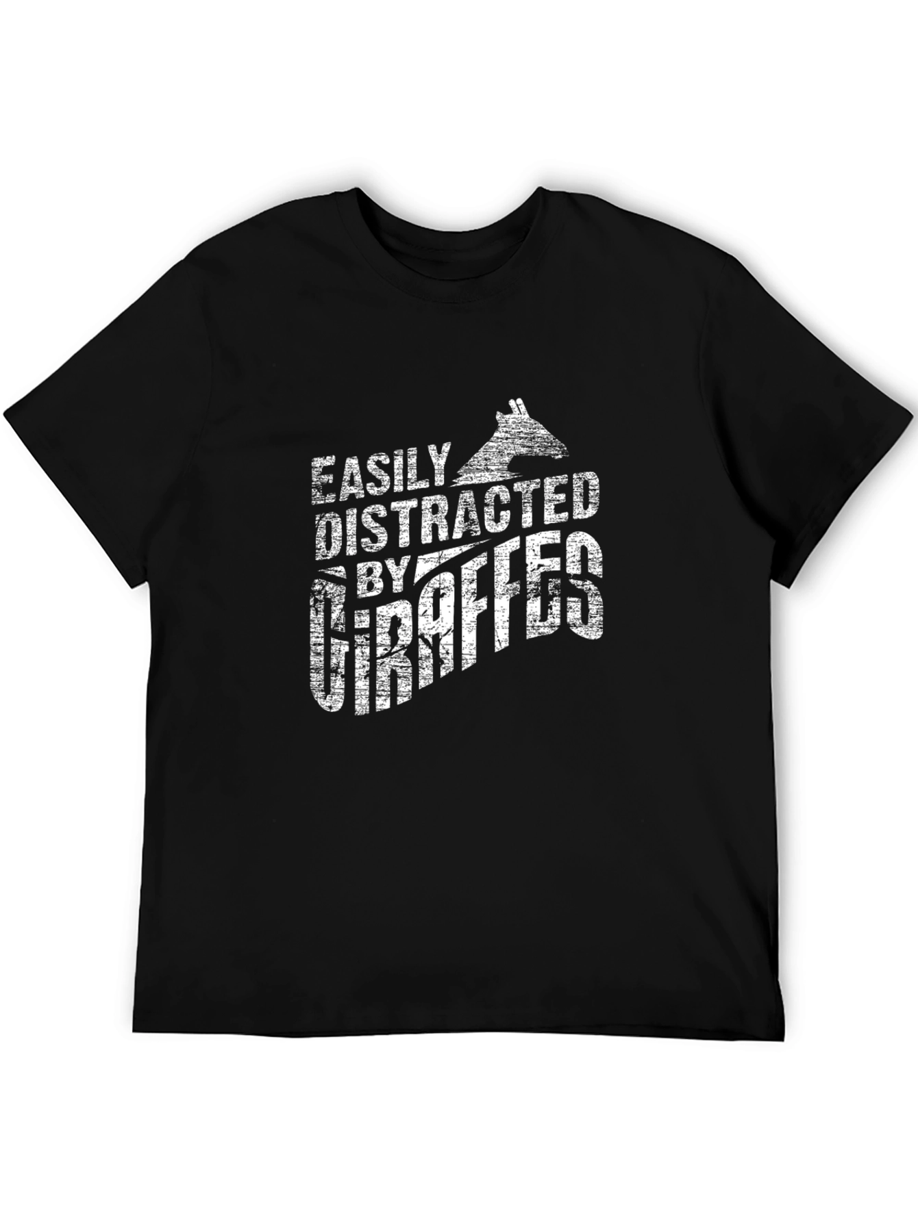 Easily Distracted by Giraffes Graphic Tee - Black