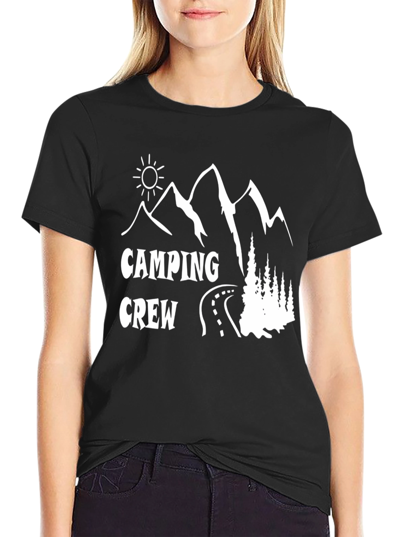 Camping Crew Black Graphic T-Shirt