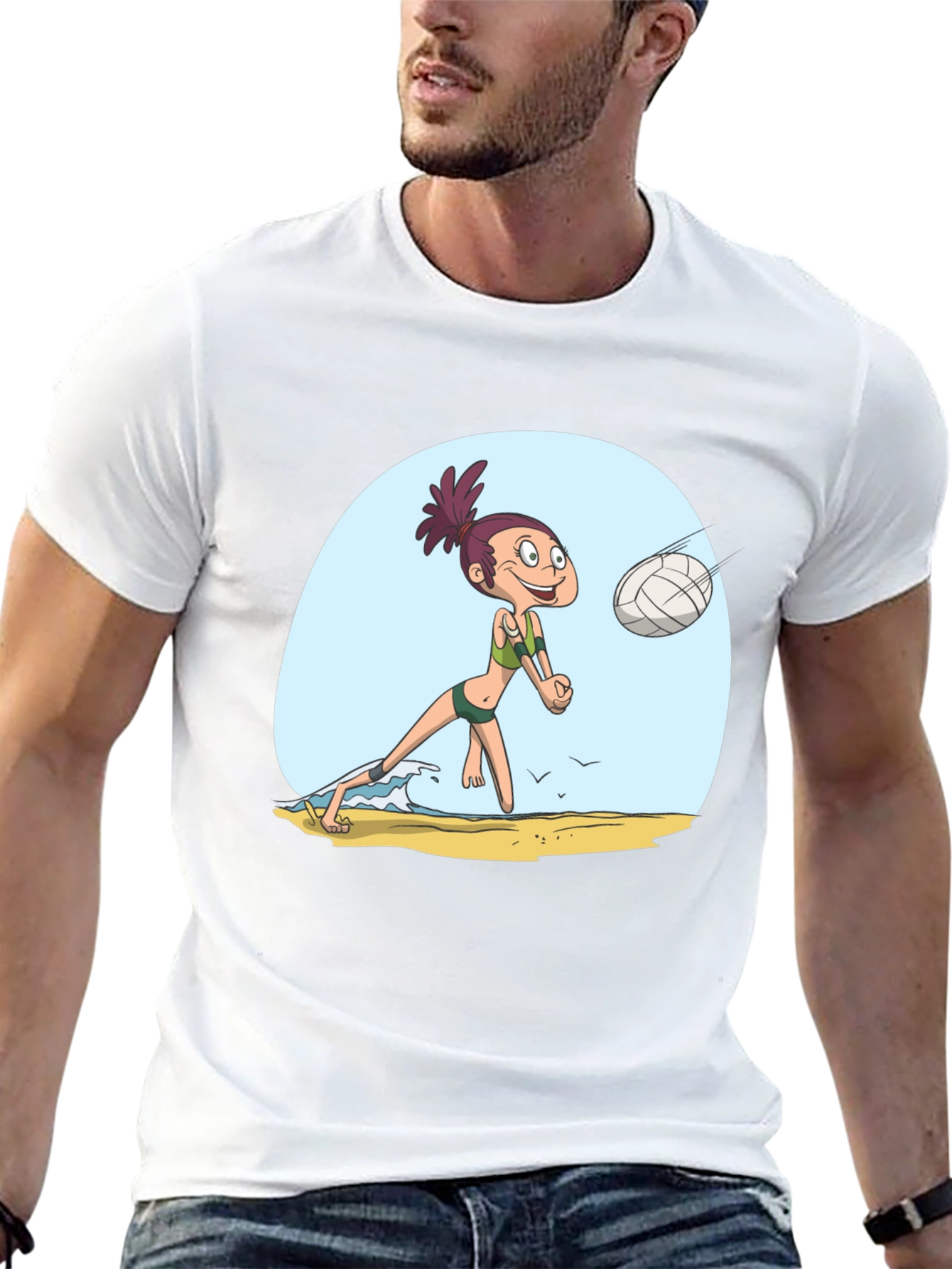 Cartoon Volleyball Player T-Shirt