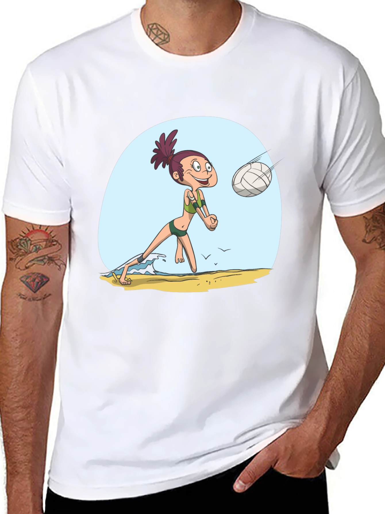 Cartoon Volleyball Player T-Shirt