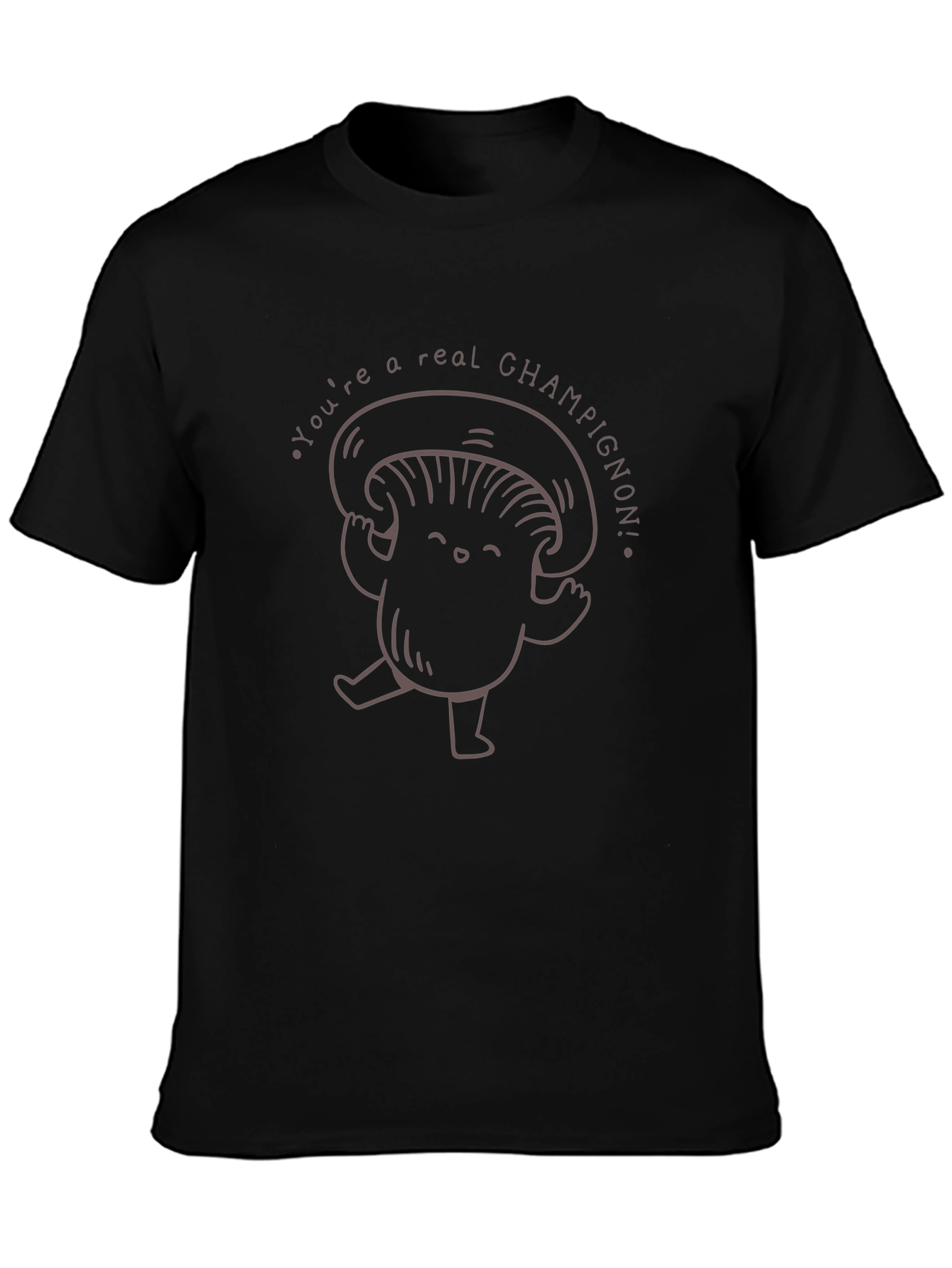 Mushroom Champignon Graphic Black T-Shirt