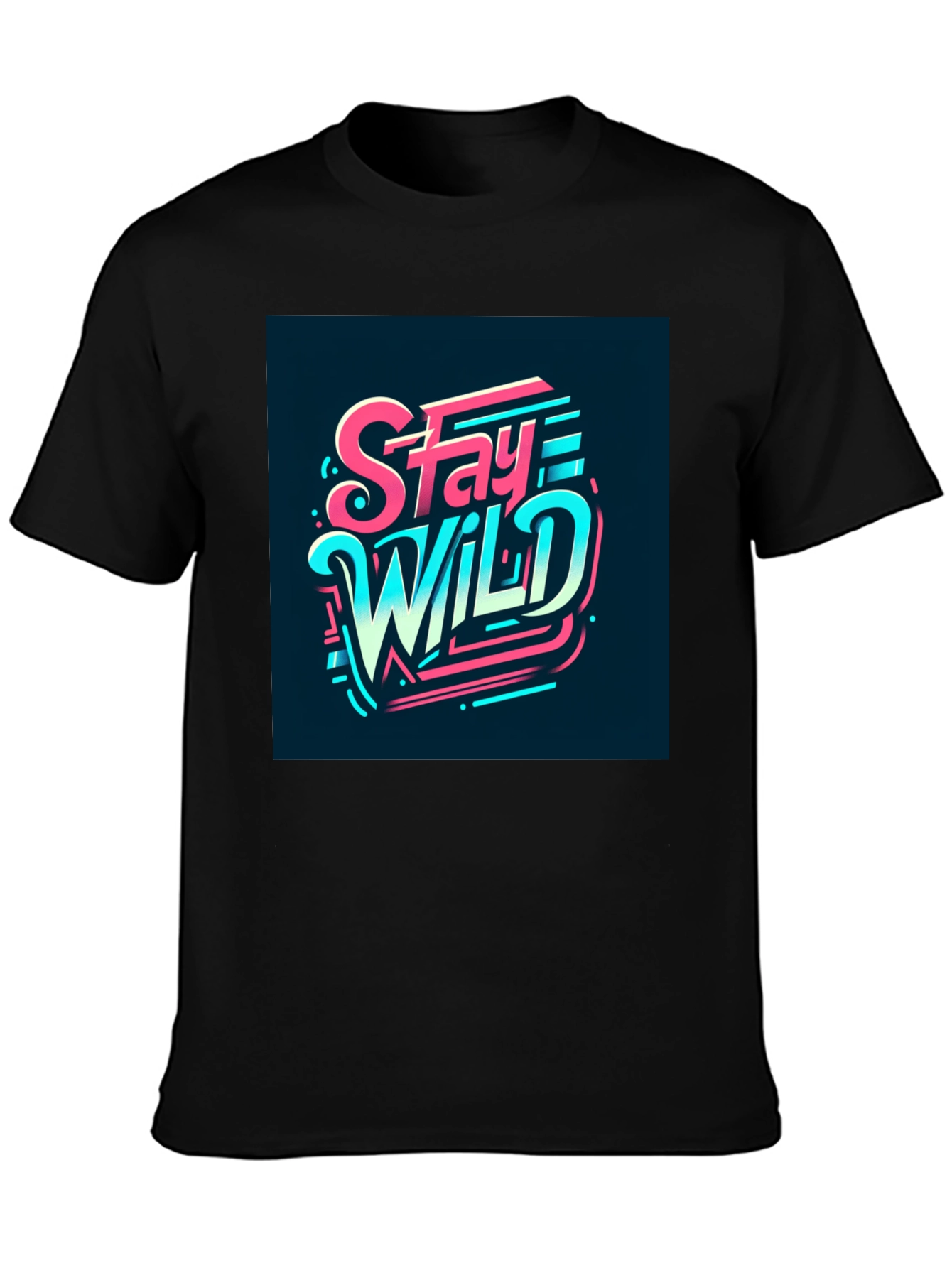Stay Wild Graphic Print Black T-Shirt