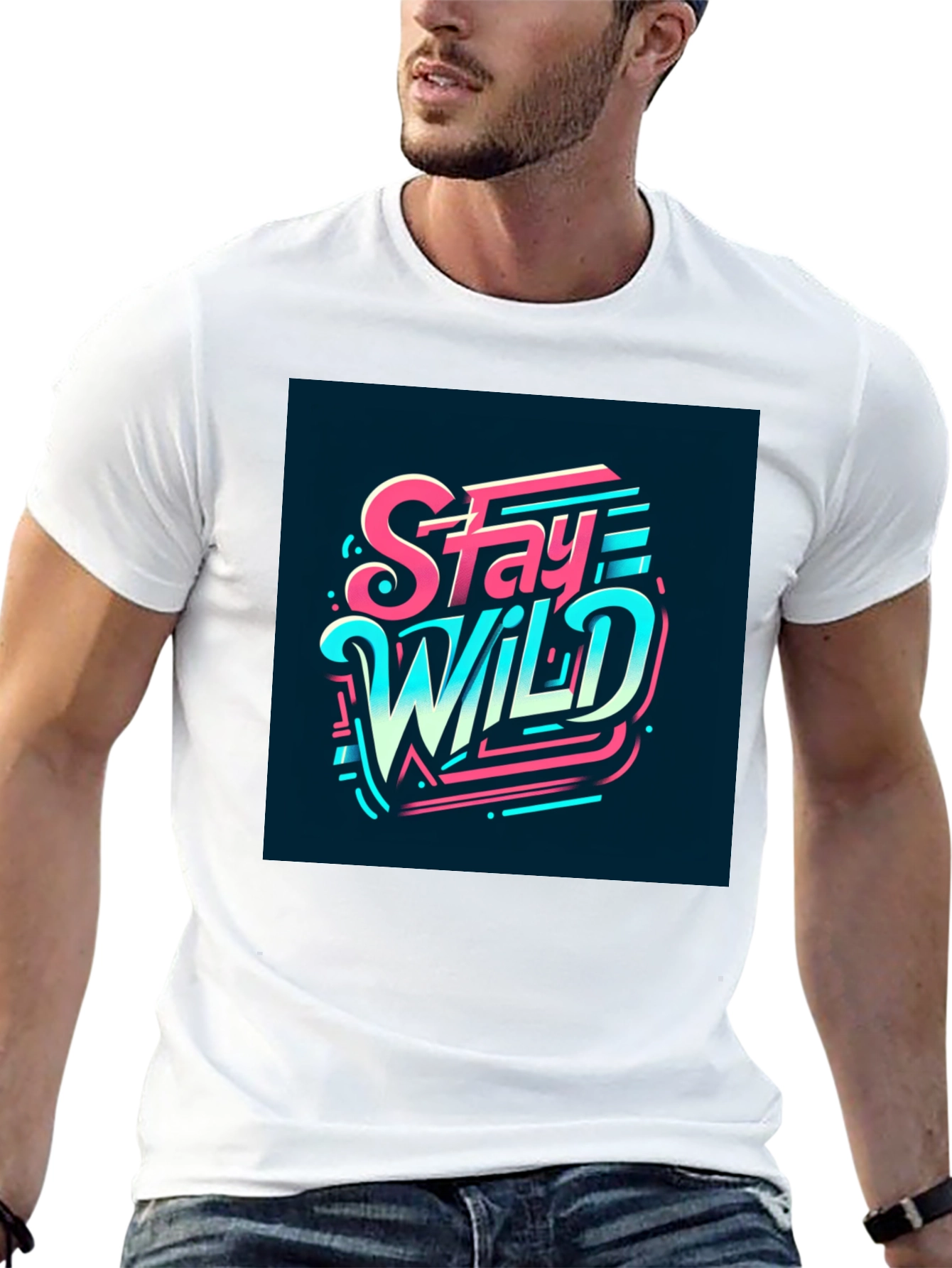 Stay Wild Graphic Print Black T-Shirt