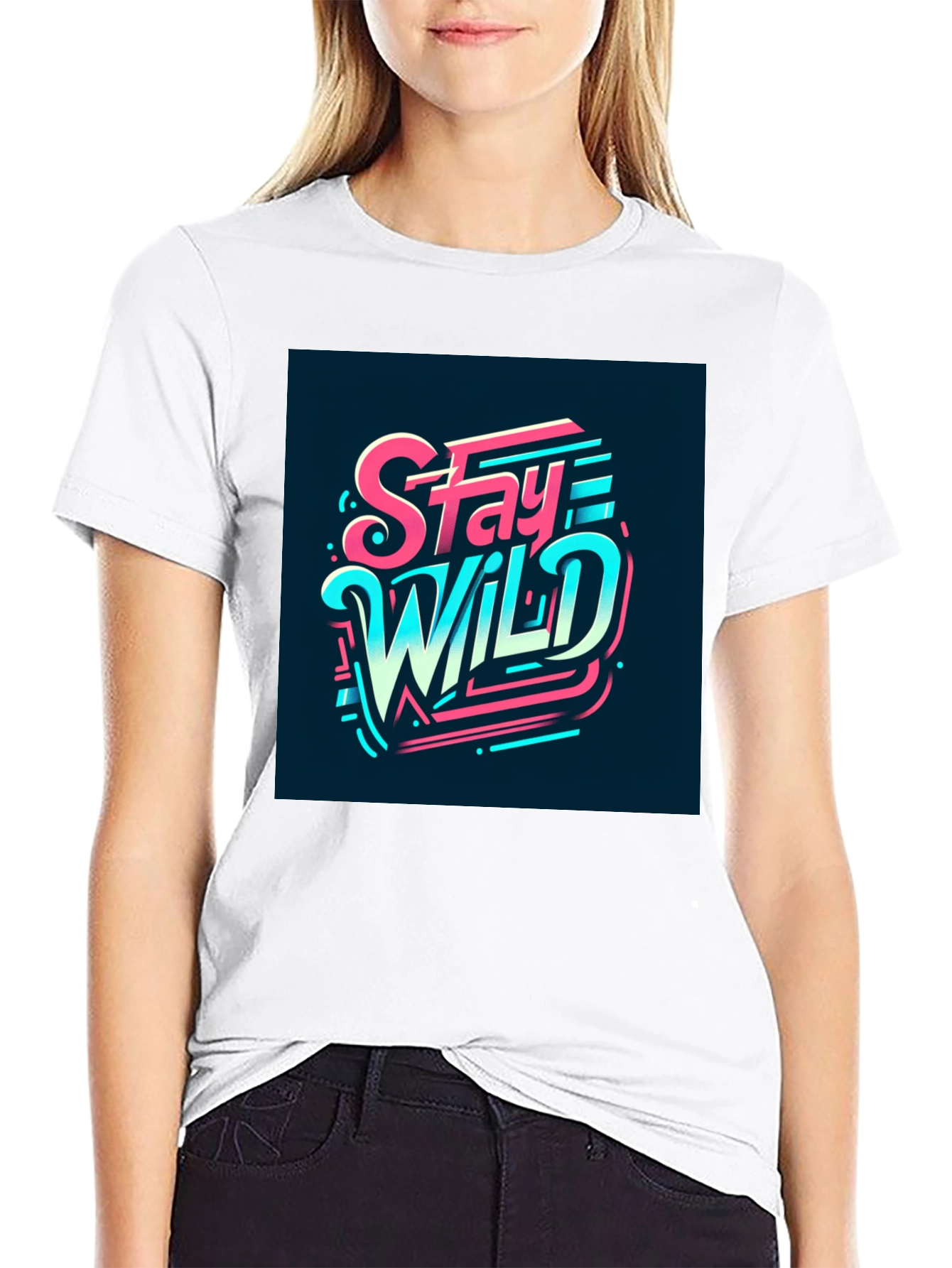 Stay Wild Graphic Print Black T-Shirt