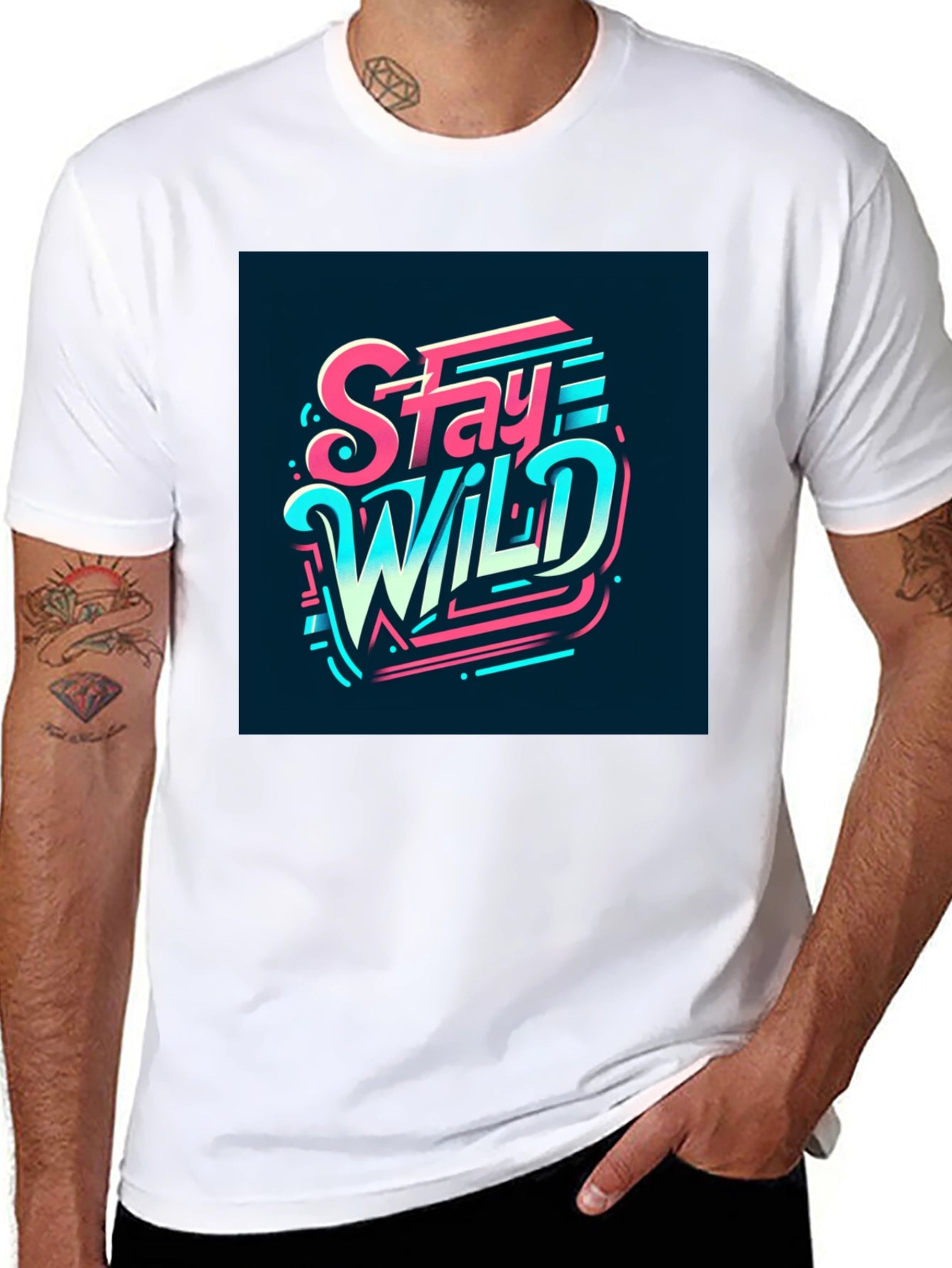 Stay Wild Graphic Print Black T-Shirt