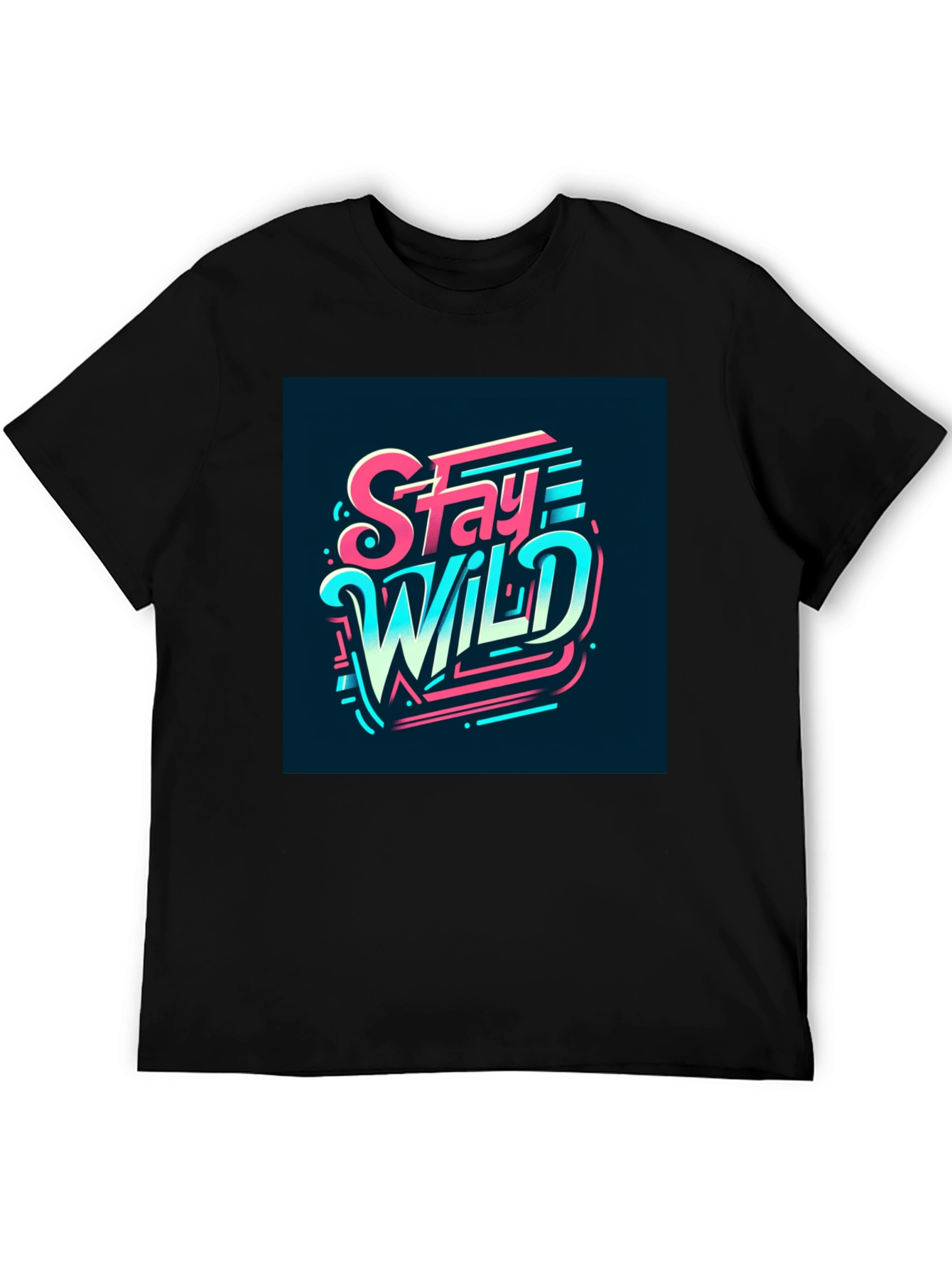 Stay Wild Graphic Print Black T-Shirt