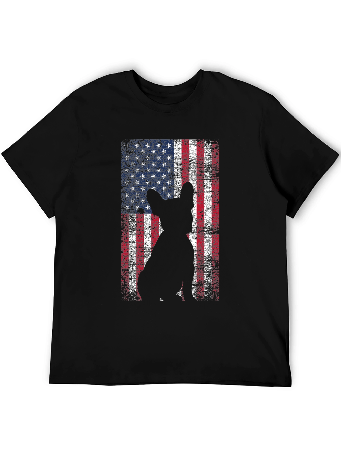 American Flag Dog Graphic Tee - Patriotic Style