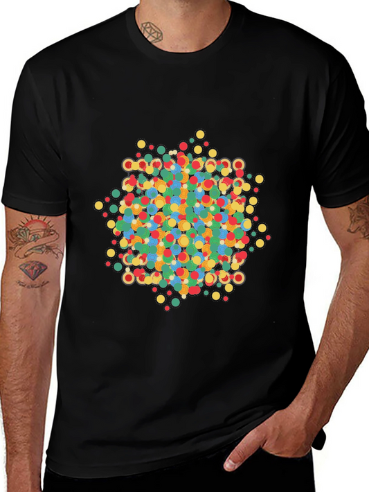 Colorful Polka Dot Graphic Tee - Stylish & Fun