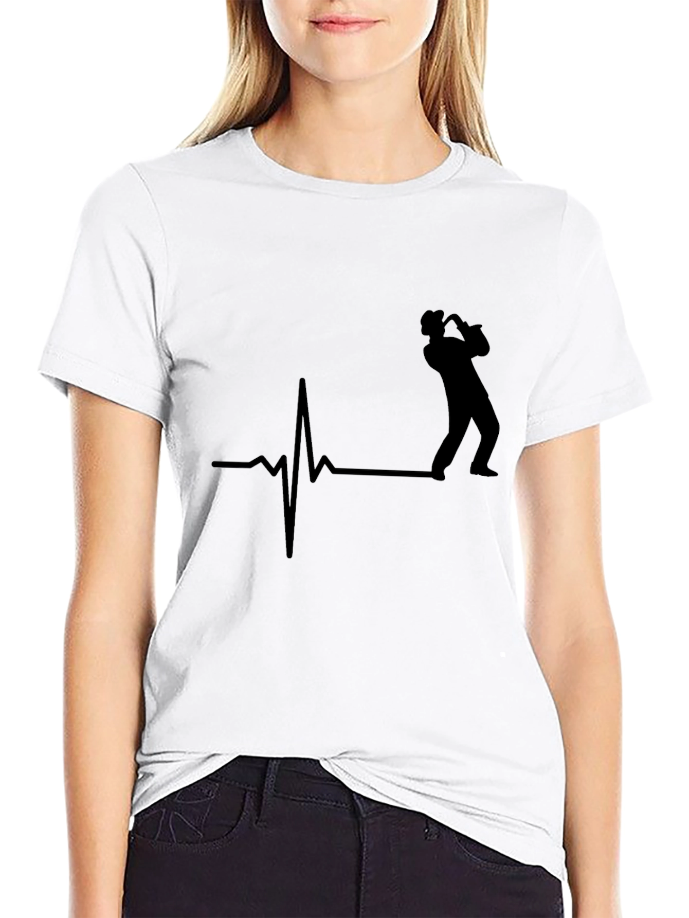 Saxophone Heartbeat T-Shirt - Music Lover Tee