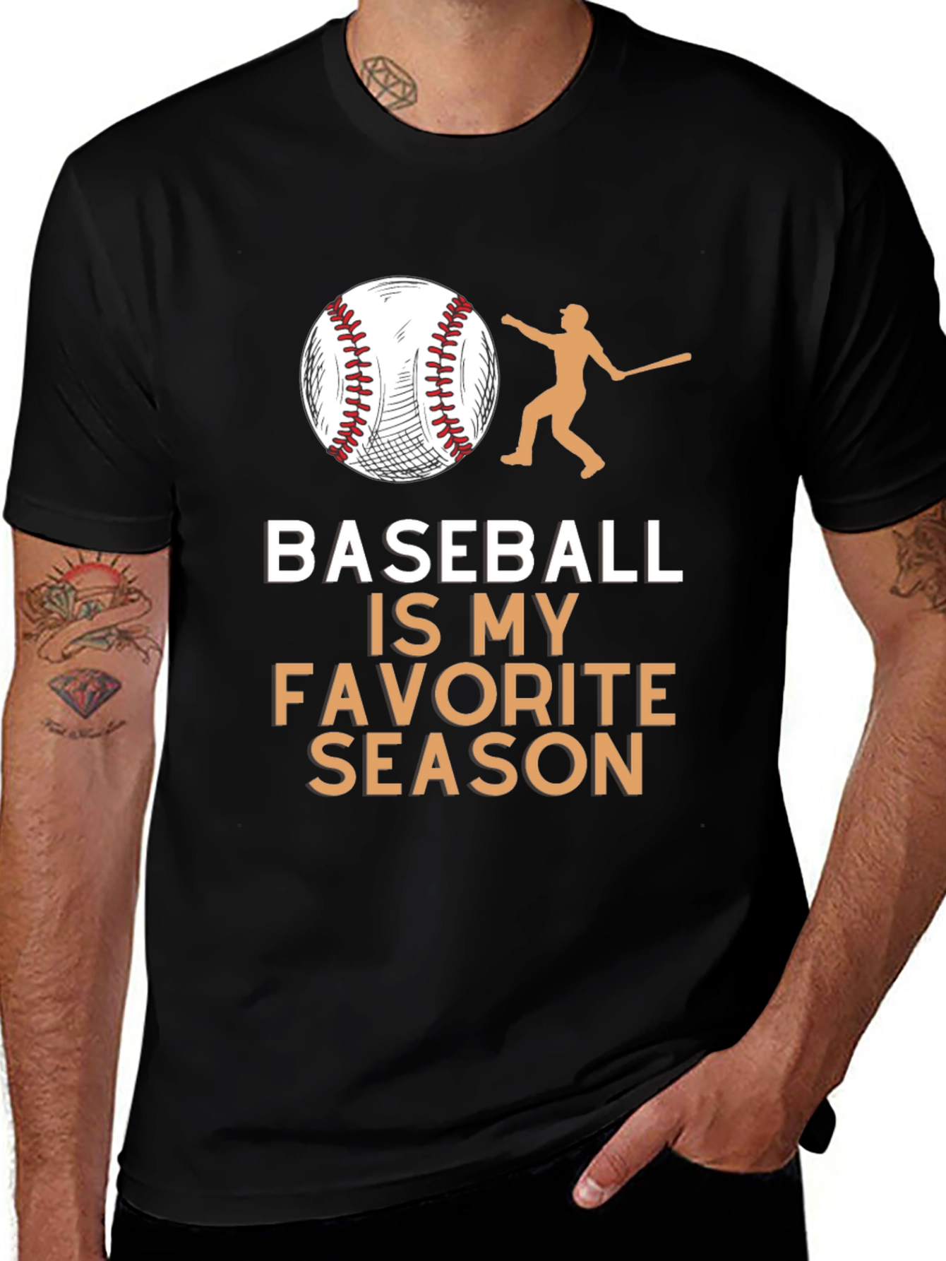 Baseball is My Favorite Season Black T-Shirt