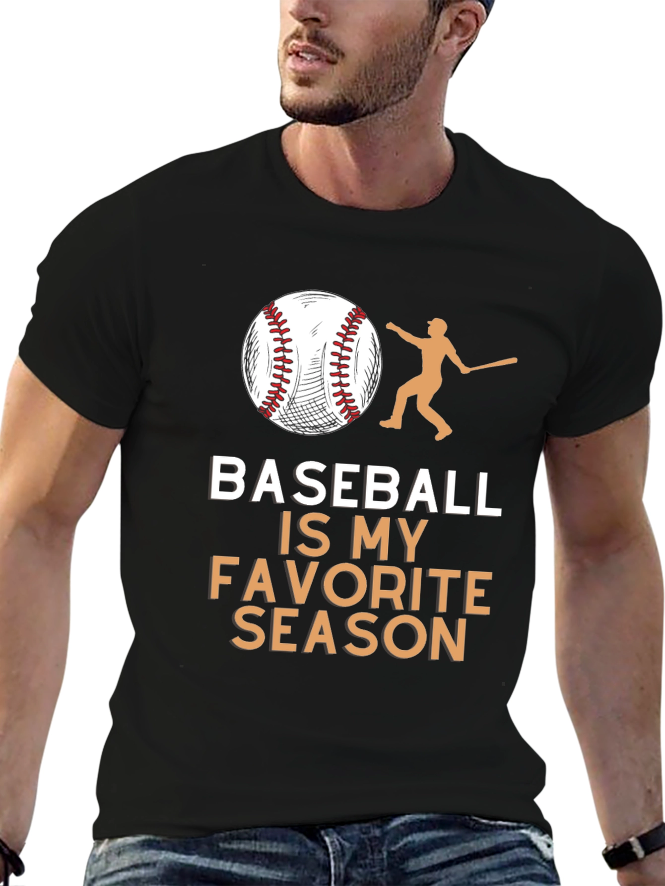 Baseball is My Favorite Season Black T-Shirt