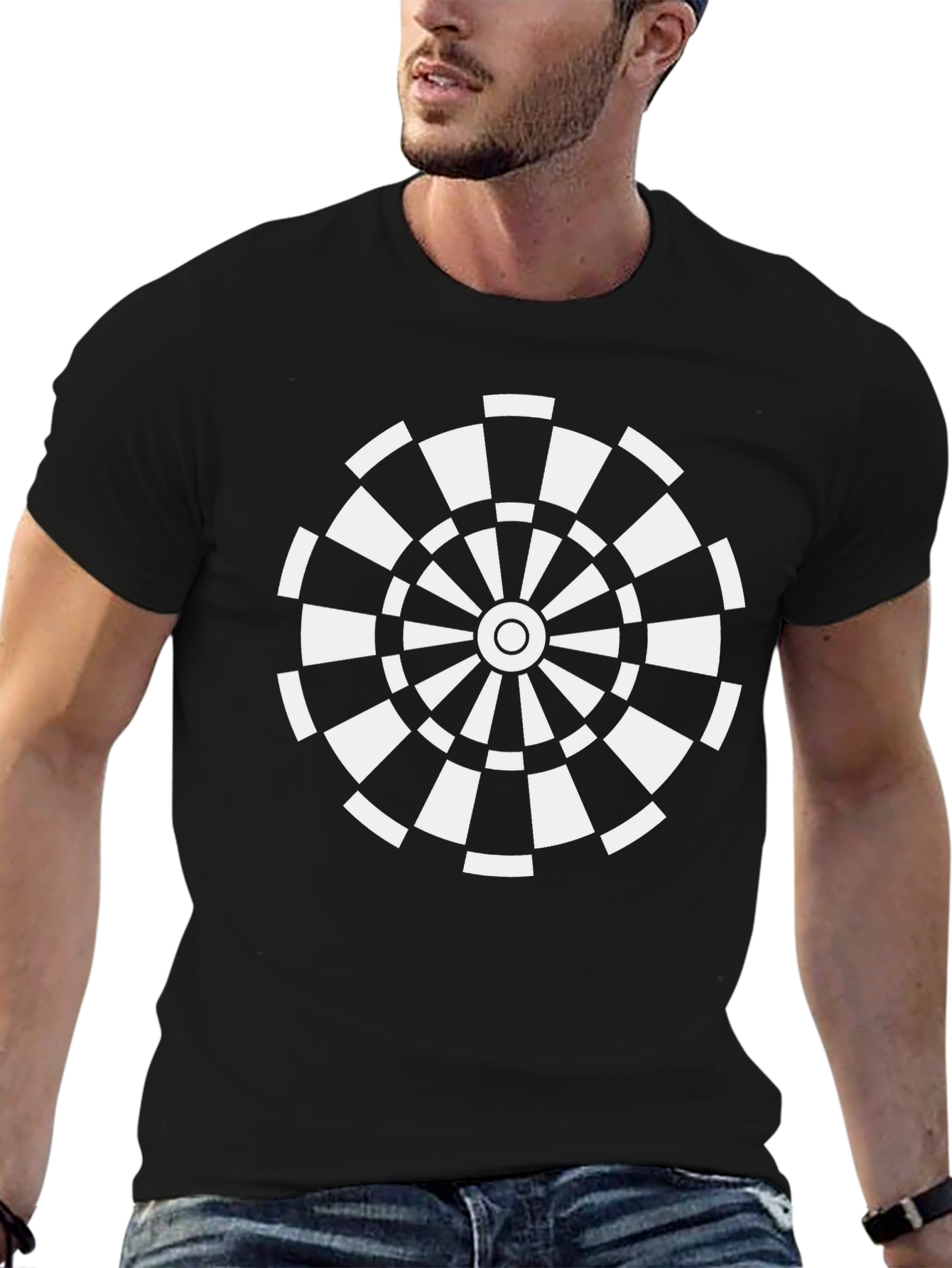 Dartboard Graphic Tee - Black Casual T-Shirt