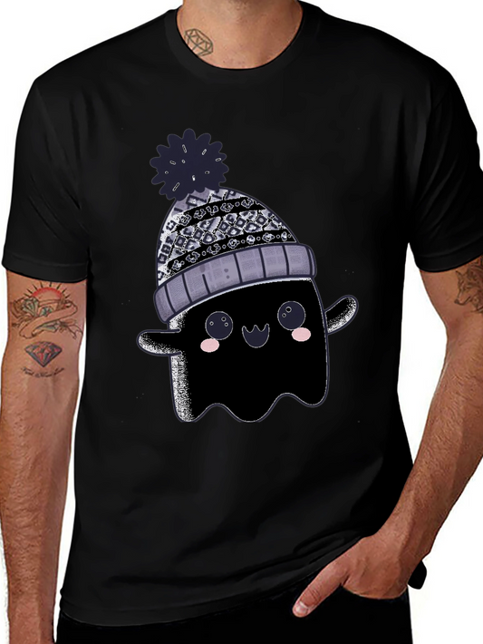 Cute Ghost in Beanie Graphic Tee