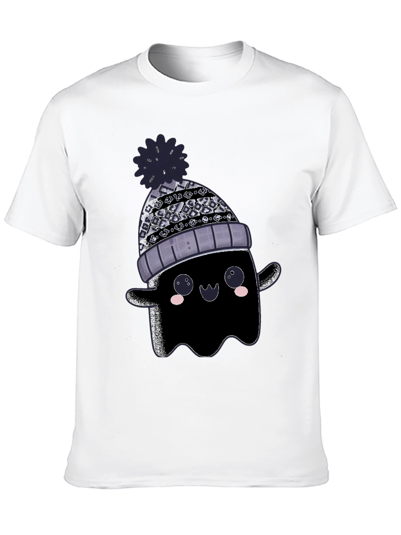 Cute Ghost in Beanie Graphic Tee