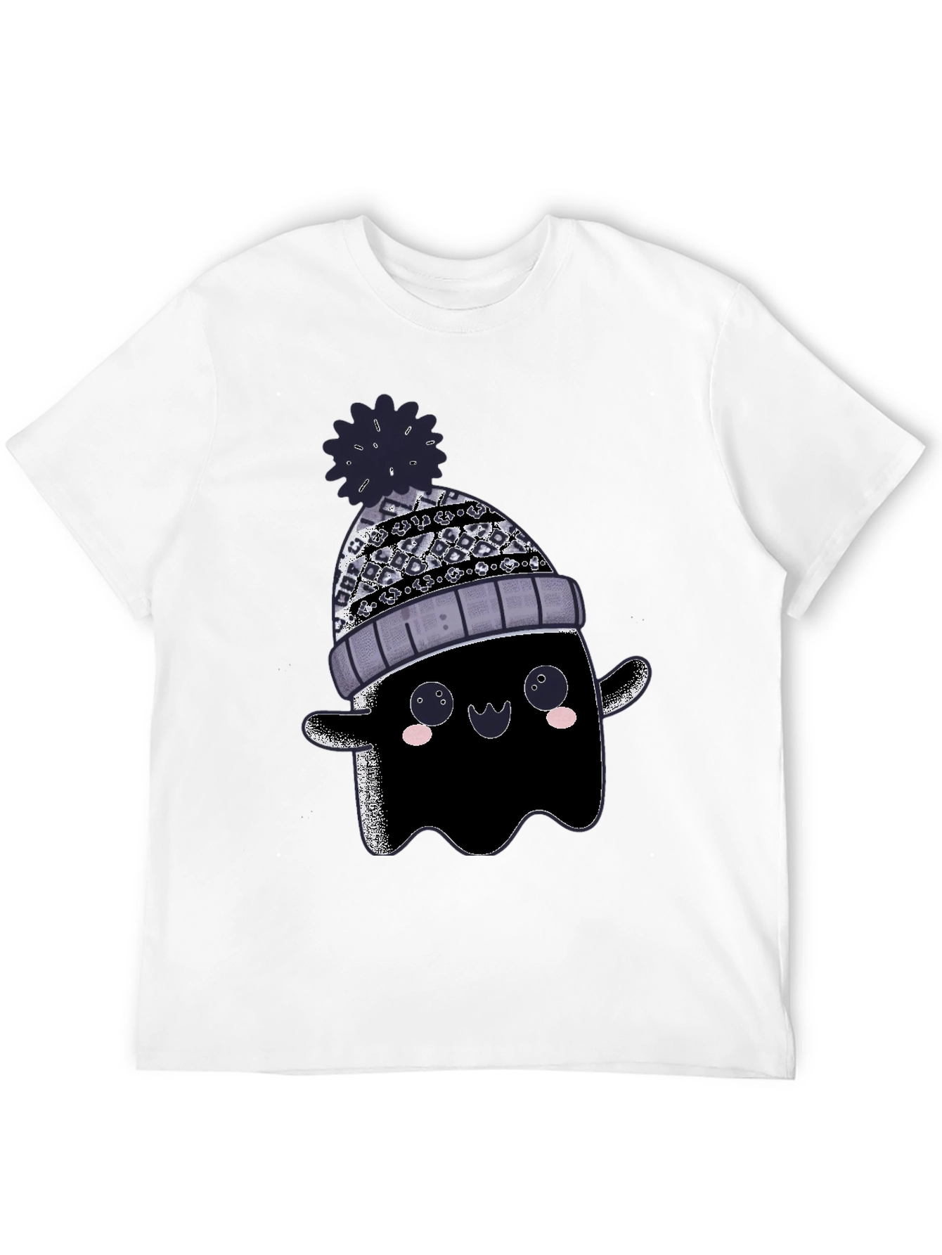 Cute Ghost in Beanie Graphic Tee