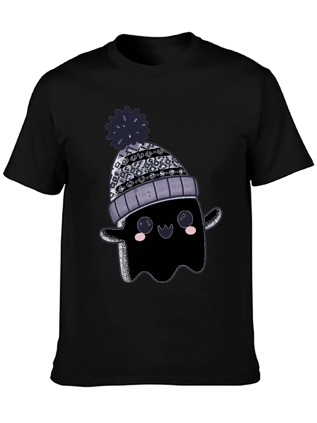 Cute Ghost in Beanie Graphic Tee