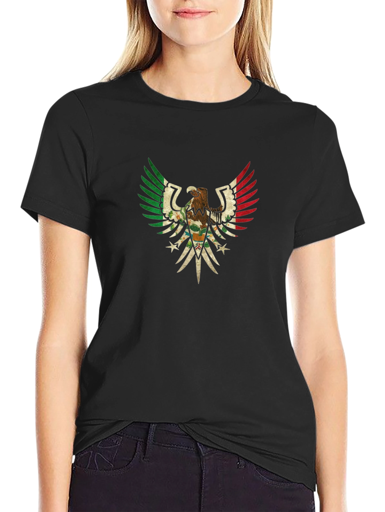 Mexican Eagle Flag T-Shirt - Black
