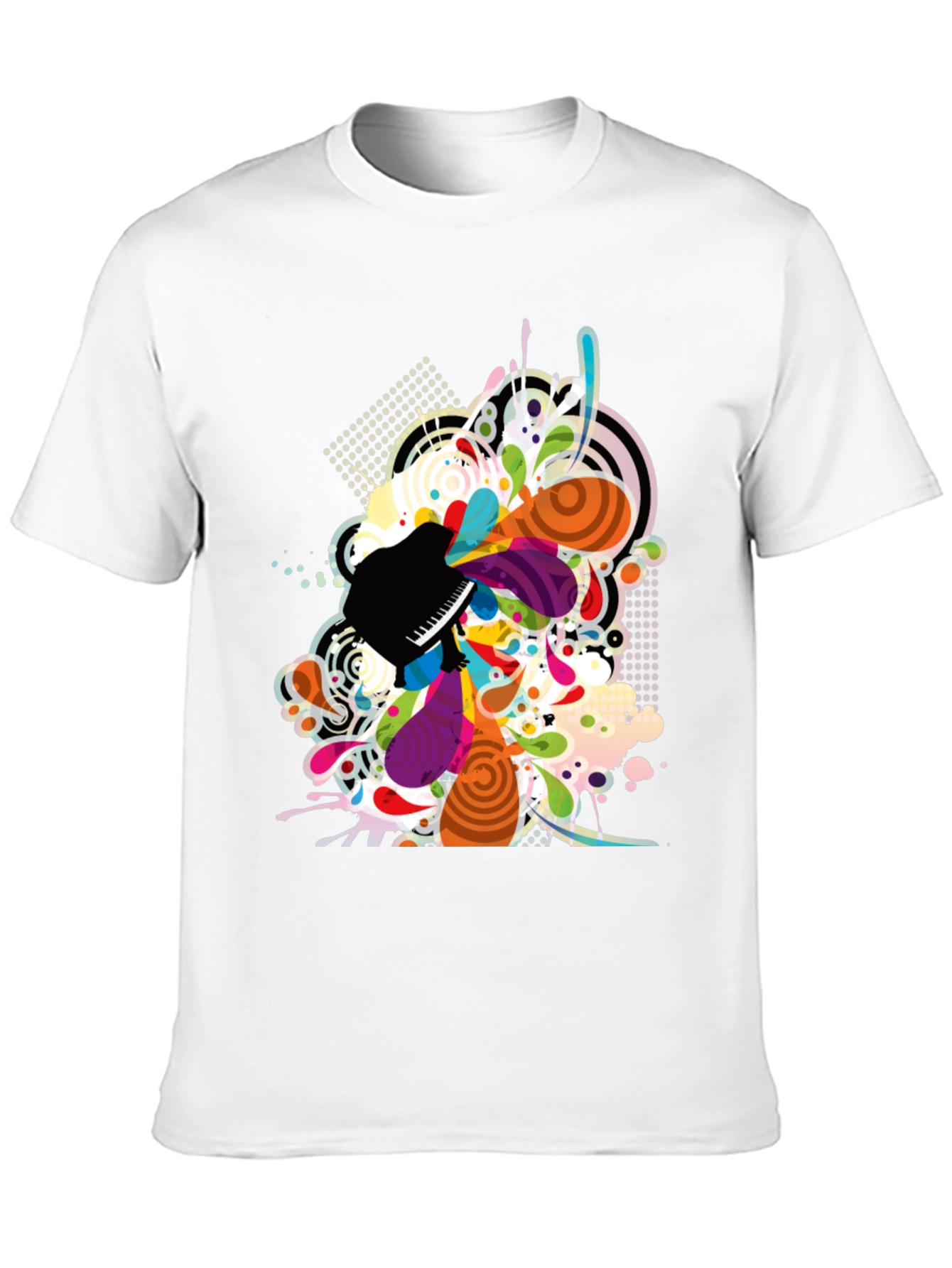 Abstract Piano Art Print Mens Black T-Shirt