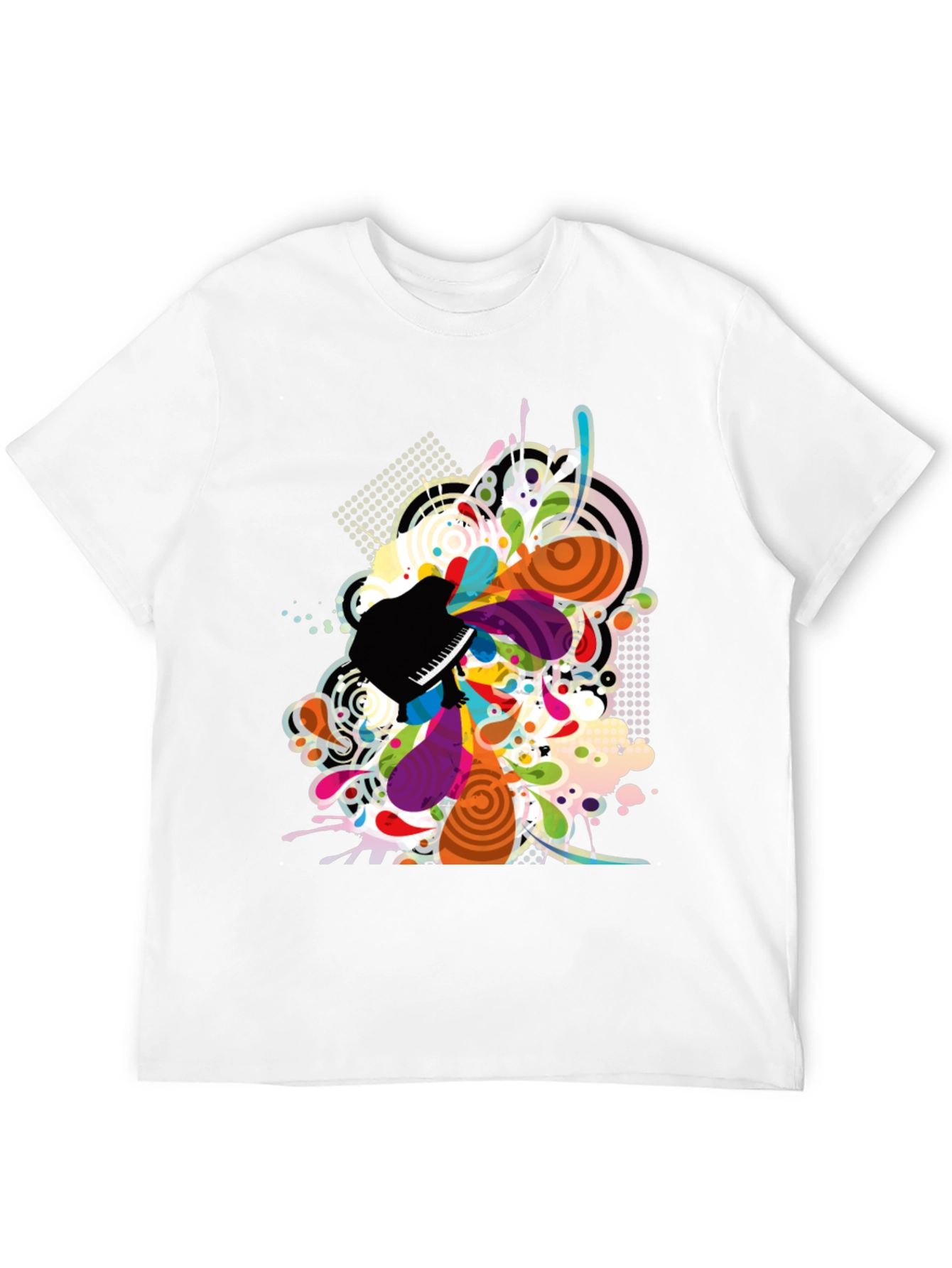Abstract Piano Art Print Mens Black T-Shirt