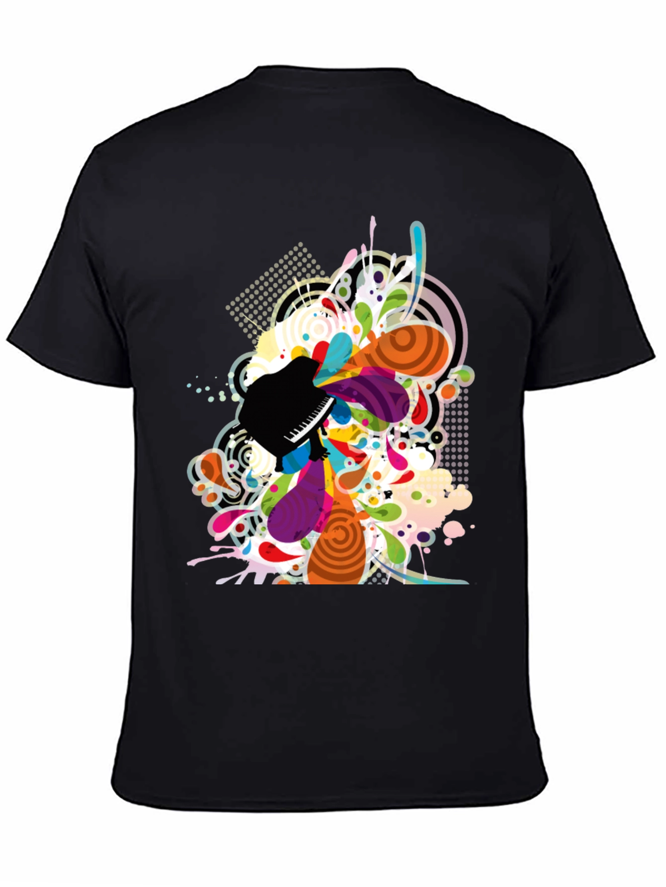 Abstract Piano Art Print Mens Black T-Shirt